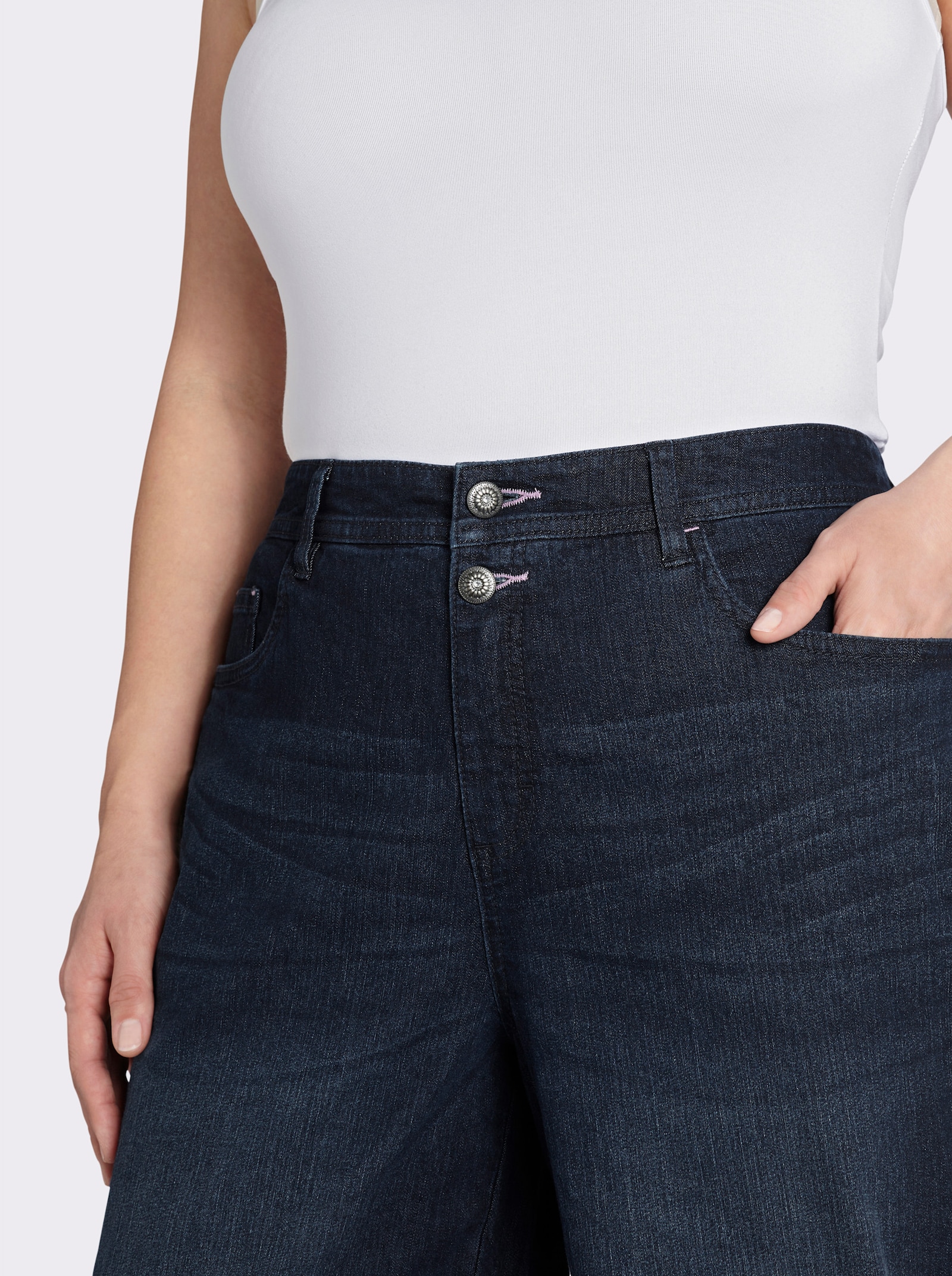 sheego 5-pocketjeans met barrel-leg - dark-blue