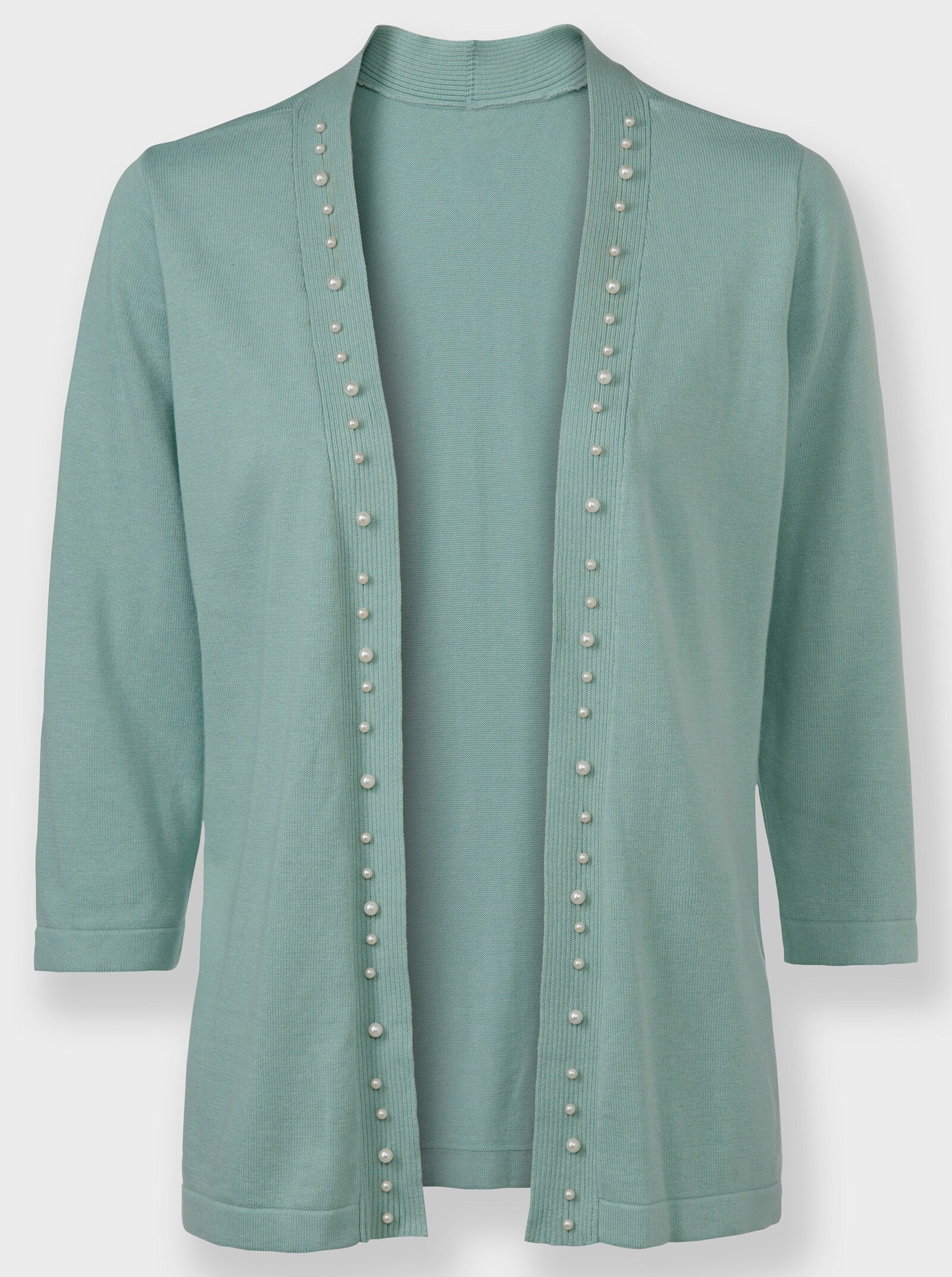 Strickjacke mit Zierperlen - kalkmint