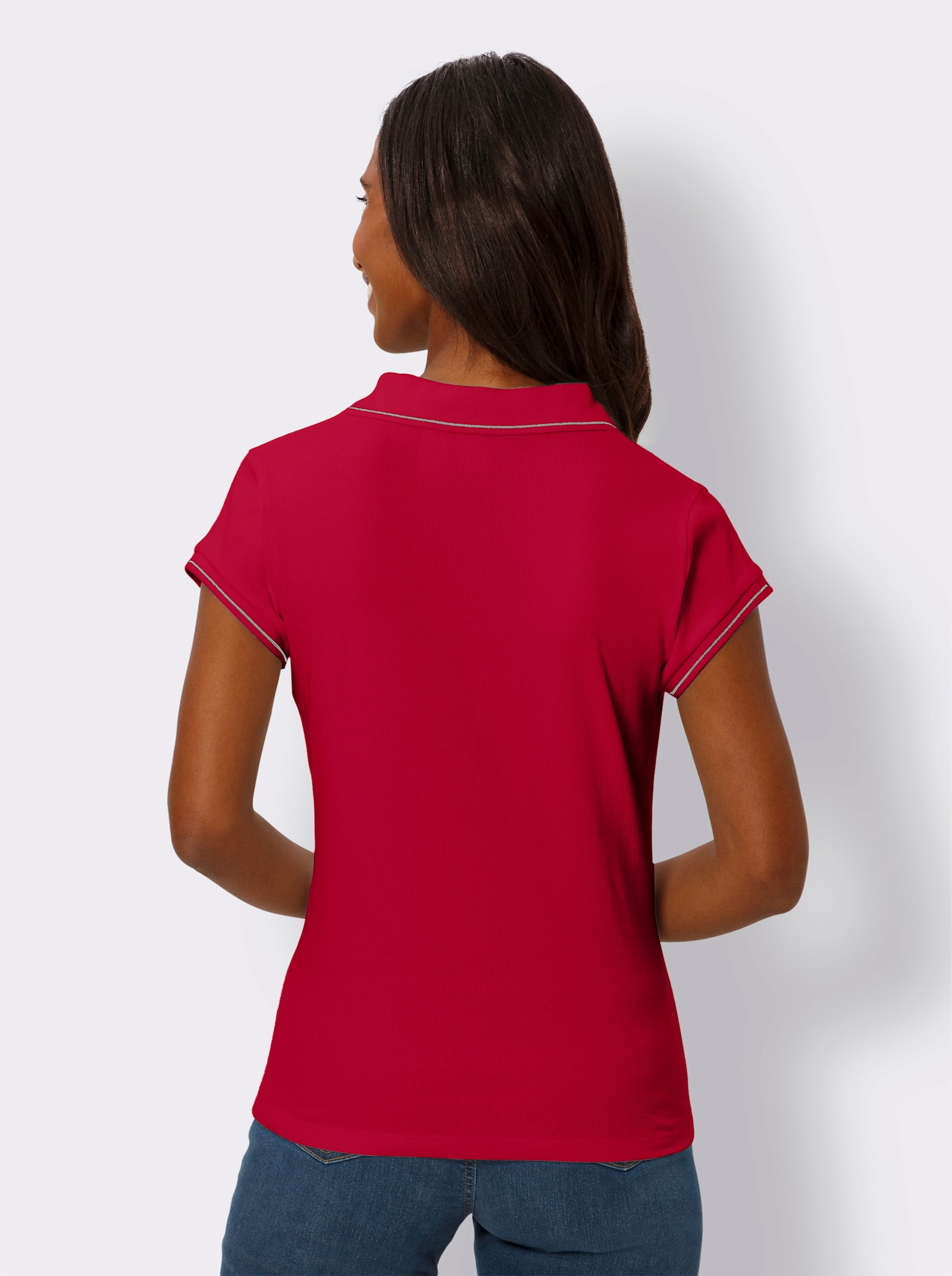 heine Poloshirt mit Ripp-Struktur - rot