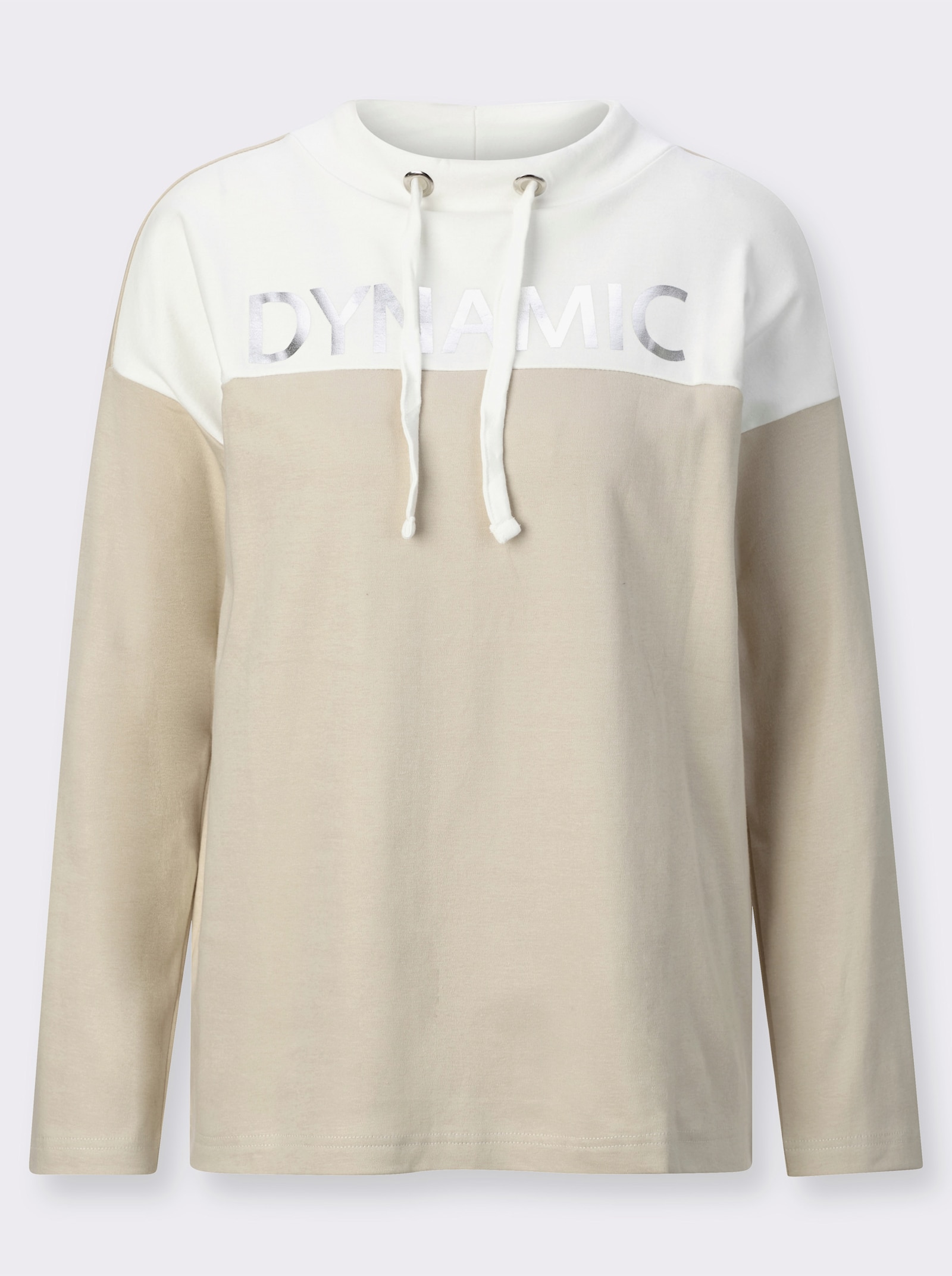 Mikina s fóliovým potiskem - písková-ecru