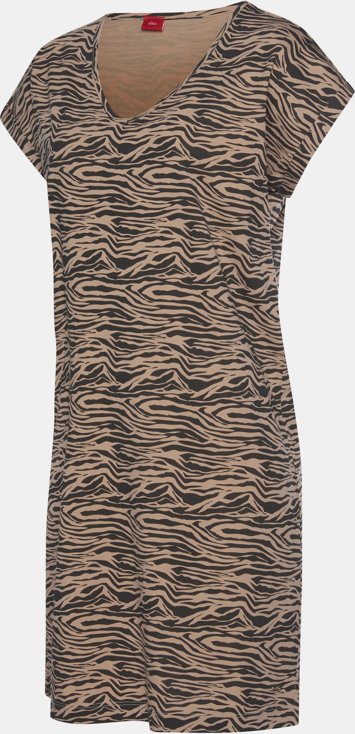 s.Oliver Sleepshirt - schwarz-beige-gemustert