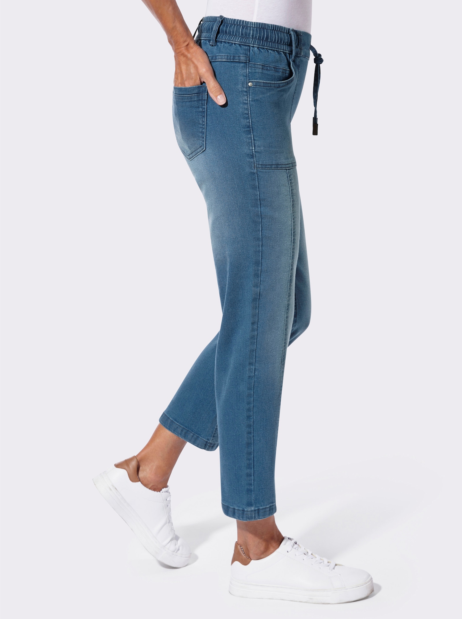 7/8-Jeans mit bequemem Schlupfbund - blue-stone-washed