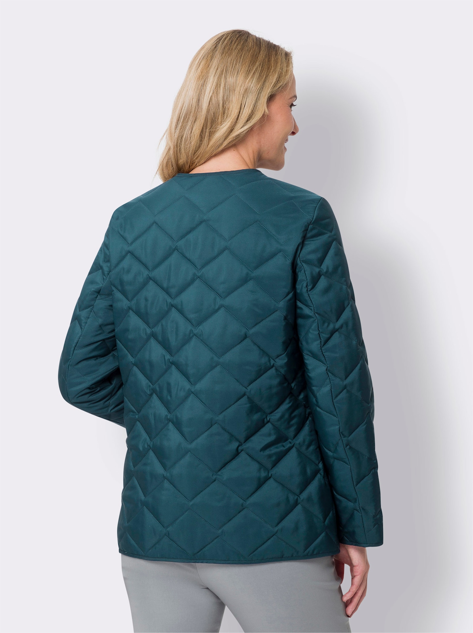 Steppjacke mit Paspelierung - petrol