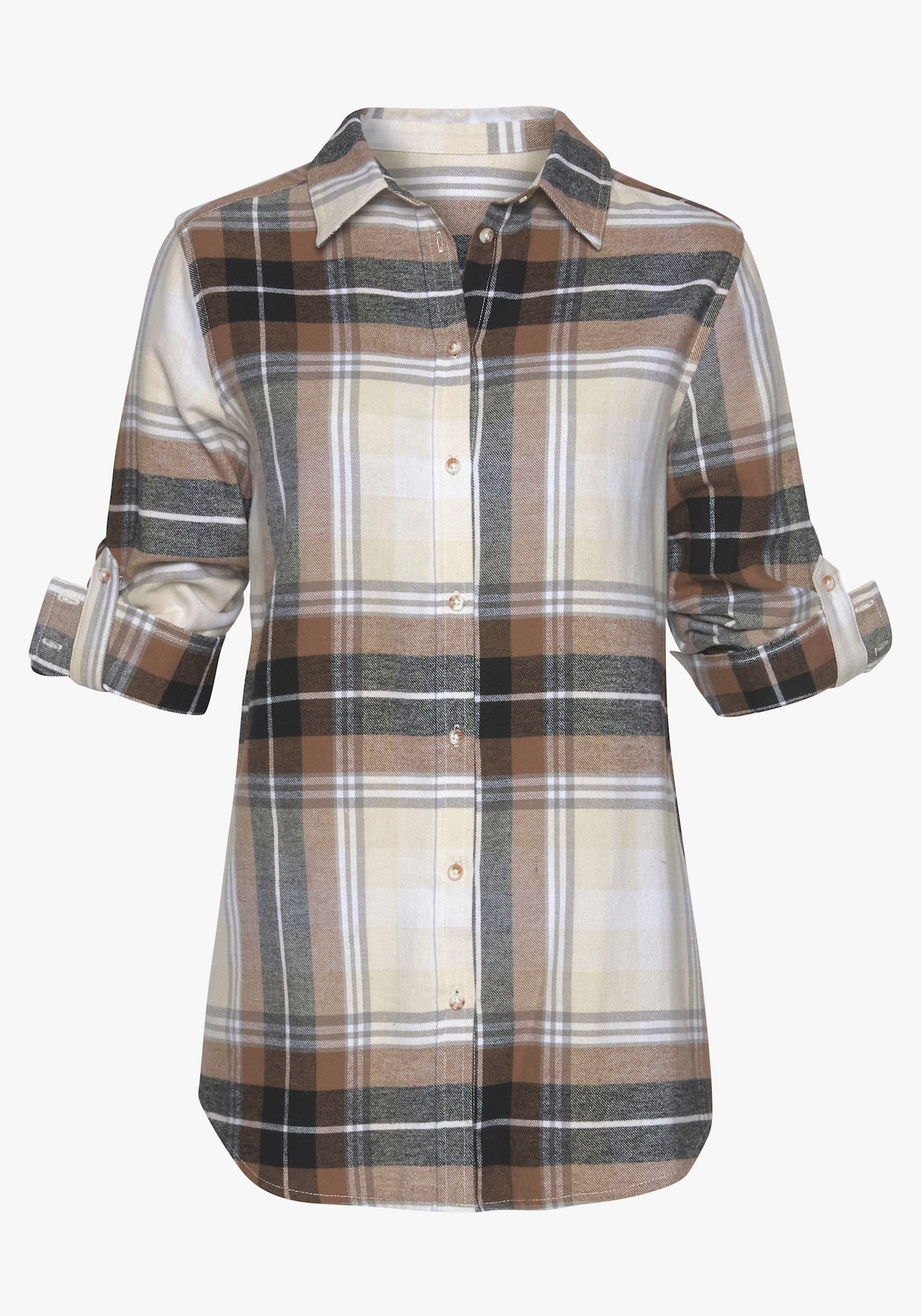 Buffalo Hemdbluse - braun-creme-kariert