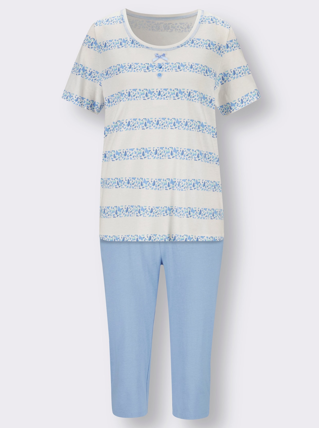 wäschepur Capripakken - ecru/hemels blauw bedrukt + ecru/oudroze bedrukt