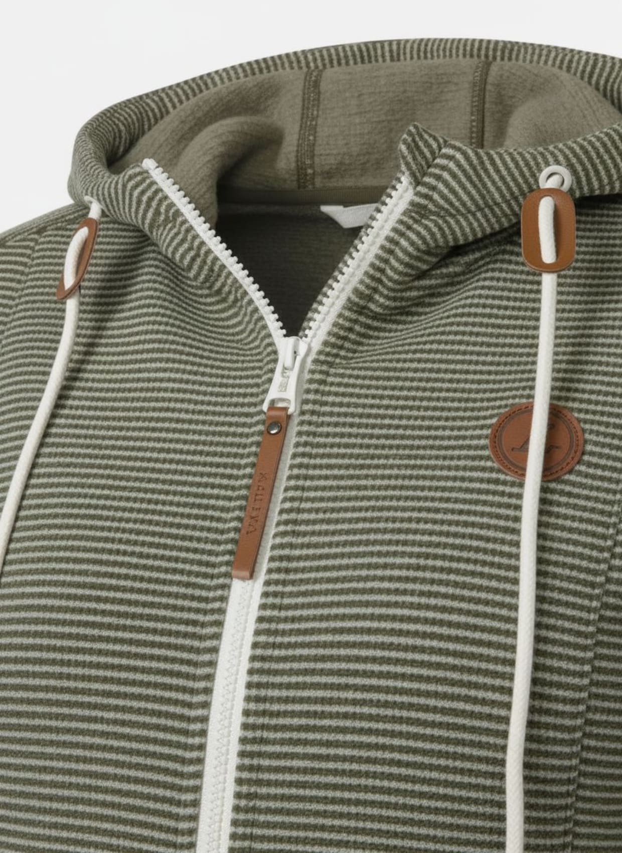Fleecejacke - oliv-ecru-geringelt