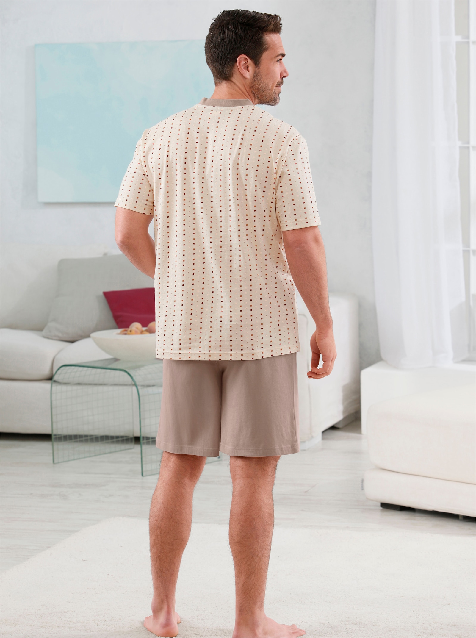 KINGsCLUB Shortys - beige + grau-dunkelrot