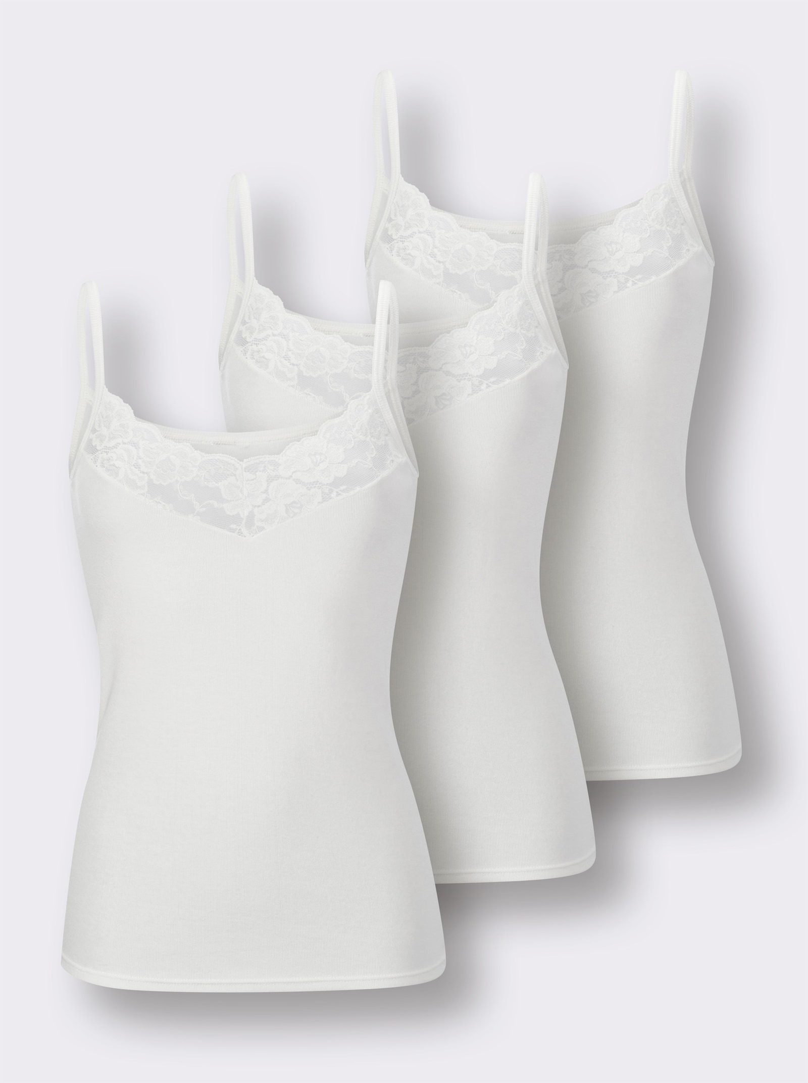 wäschepur Trägerhemd mit Spitze - weiß