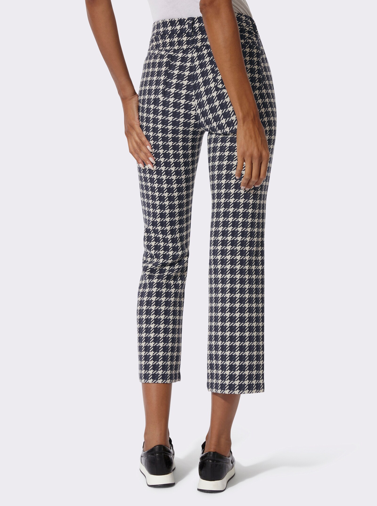 Hose mit Jacquard-Muster - marine-champagner-gemustert