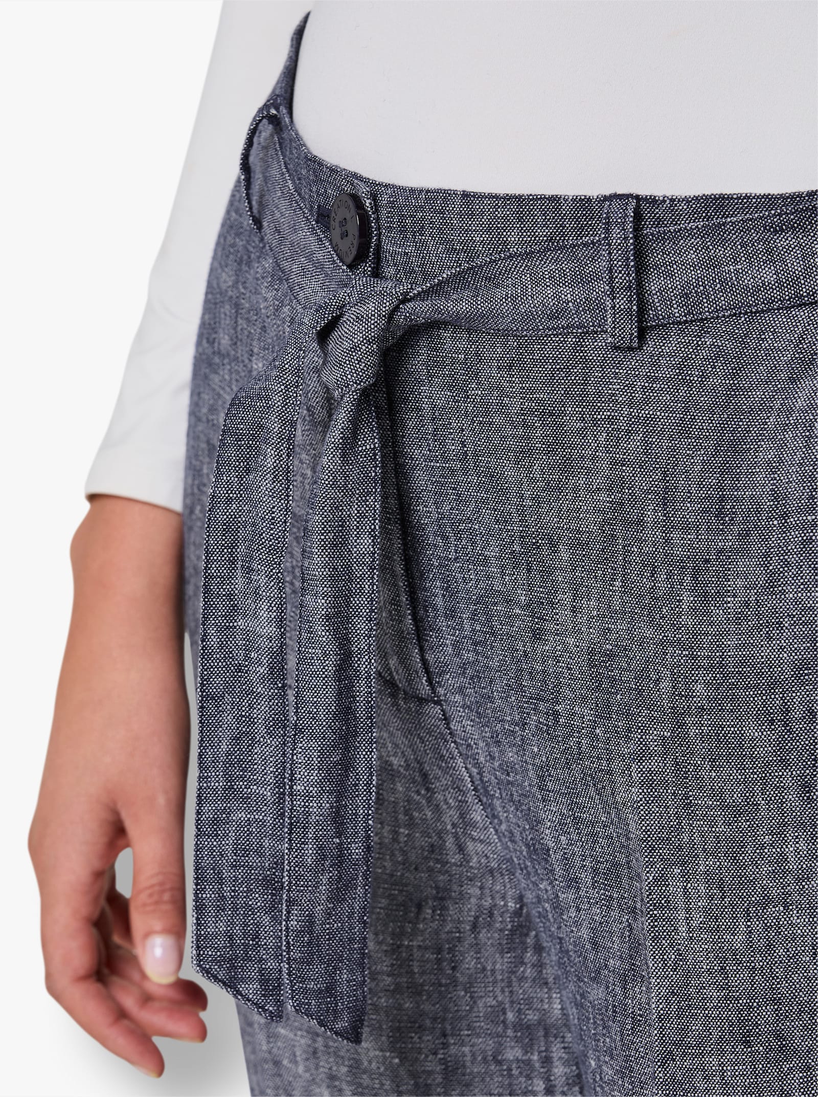 CREATION L PREMIUM Leinenhose mit Bindegürtel - marine