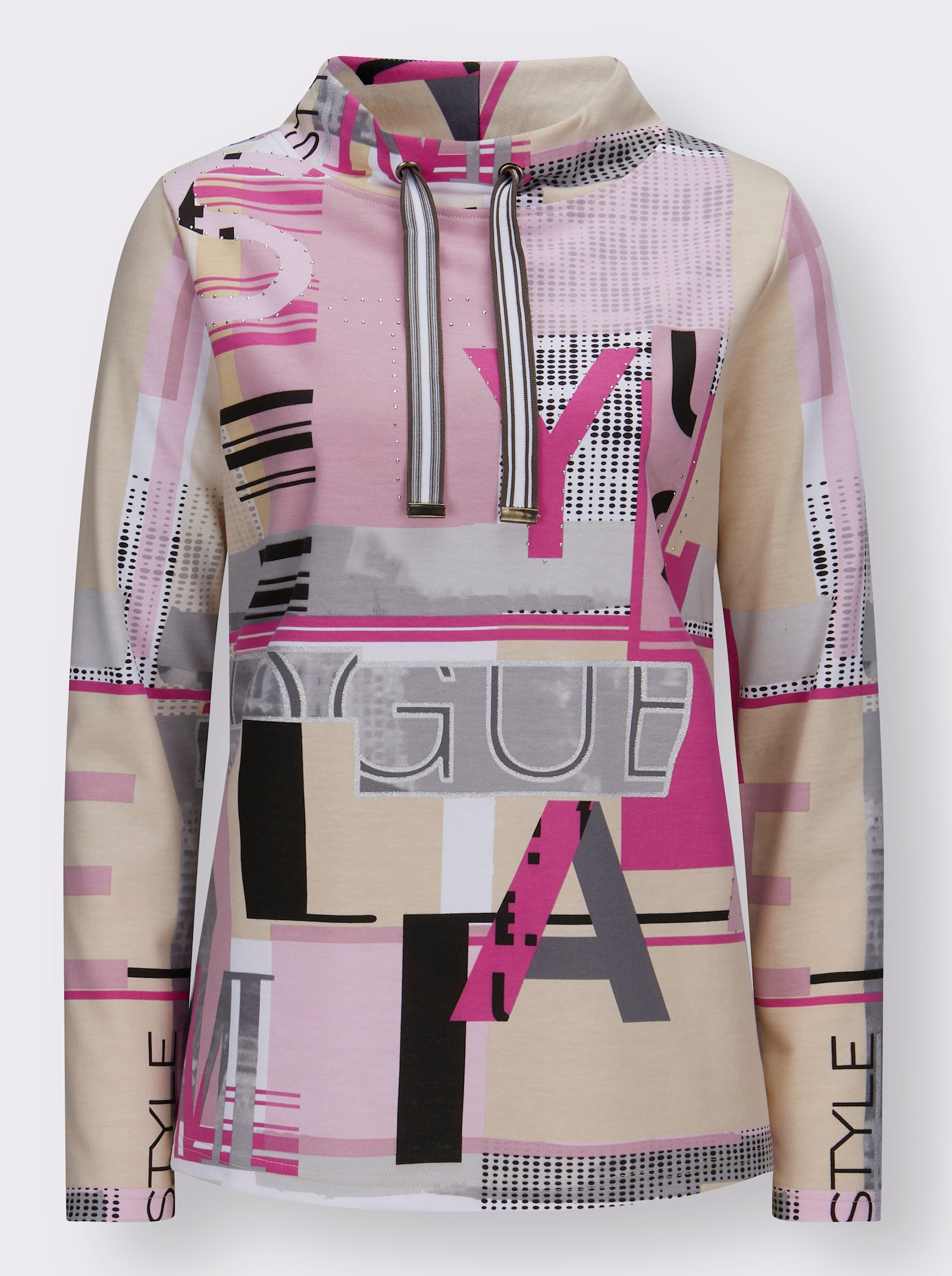Sweatshirt met letterprint - fuchsia/ecru