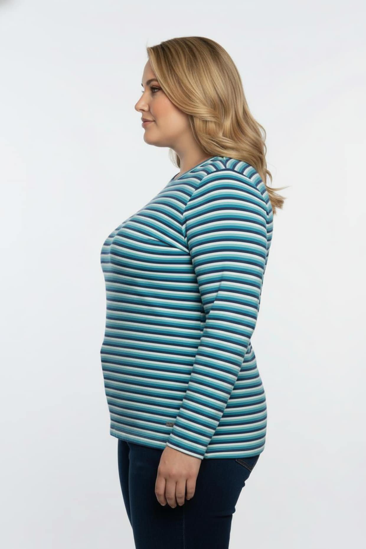 Langarmshirt im Ringel-Dessin - topas-marine-geringelt