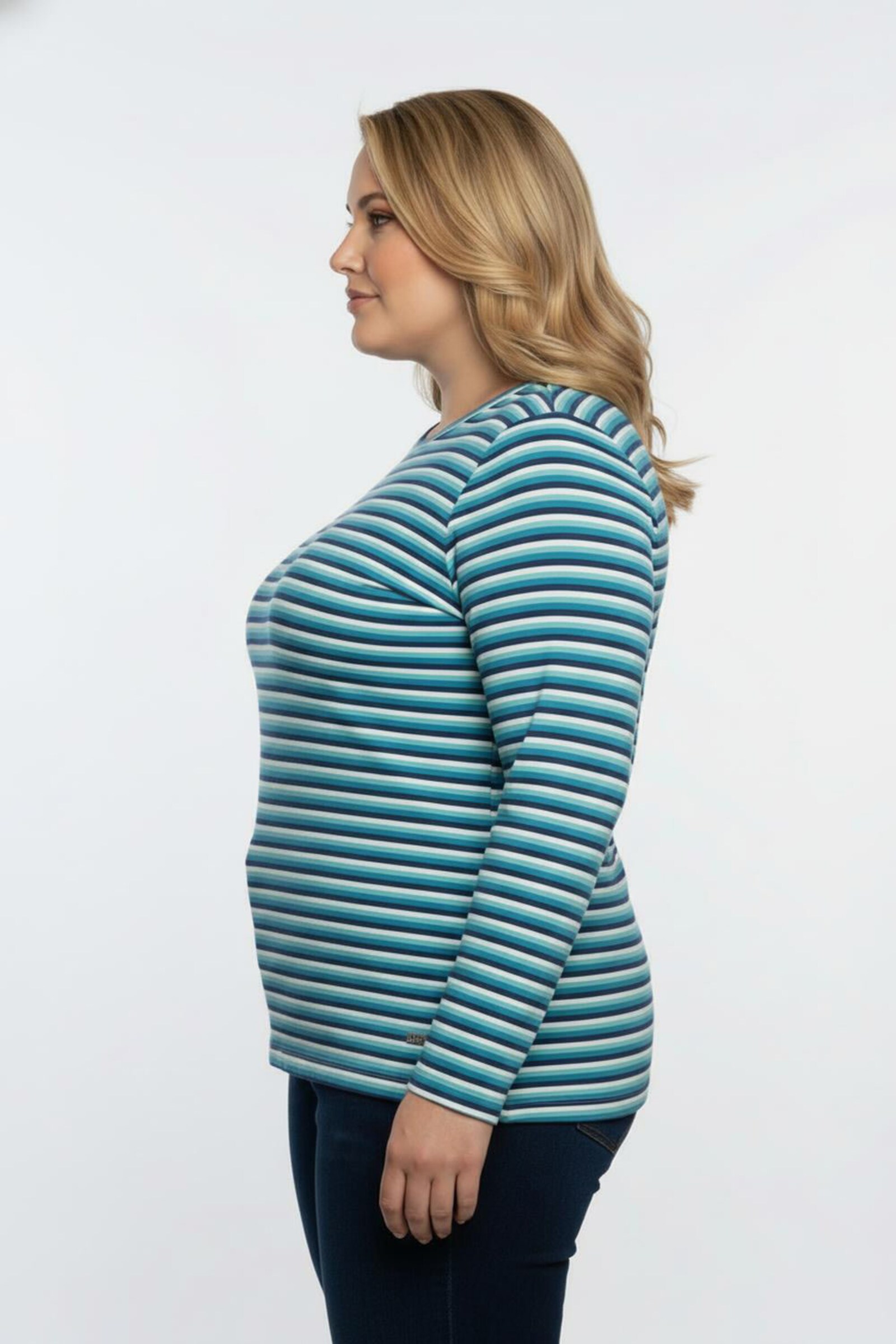 Langarmshirt im Ringel-Dessin - topas-marine-geringelt