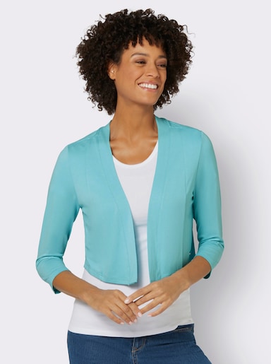 Shirtjacke in Bolero-Form - aquamarin