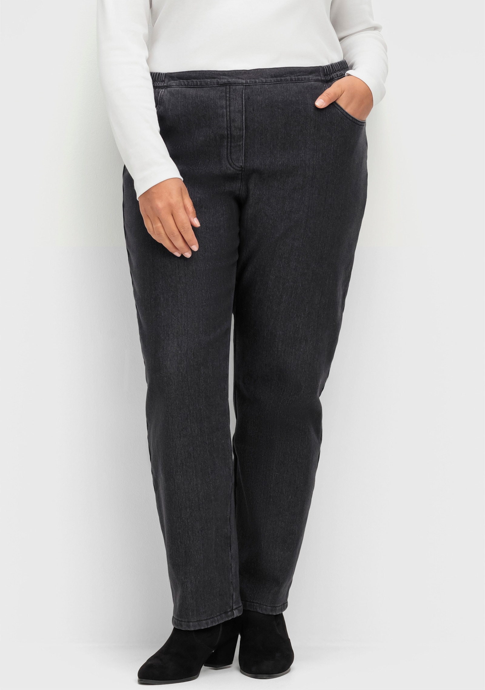 Thermojeans mit Fleece-Futter - black-denim