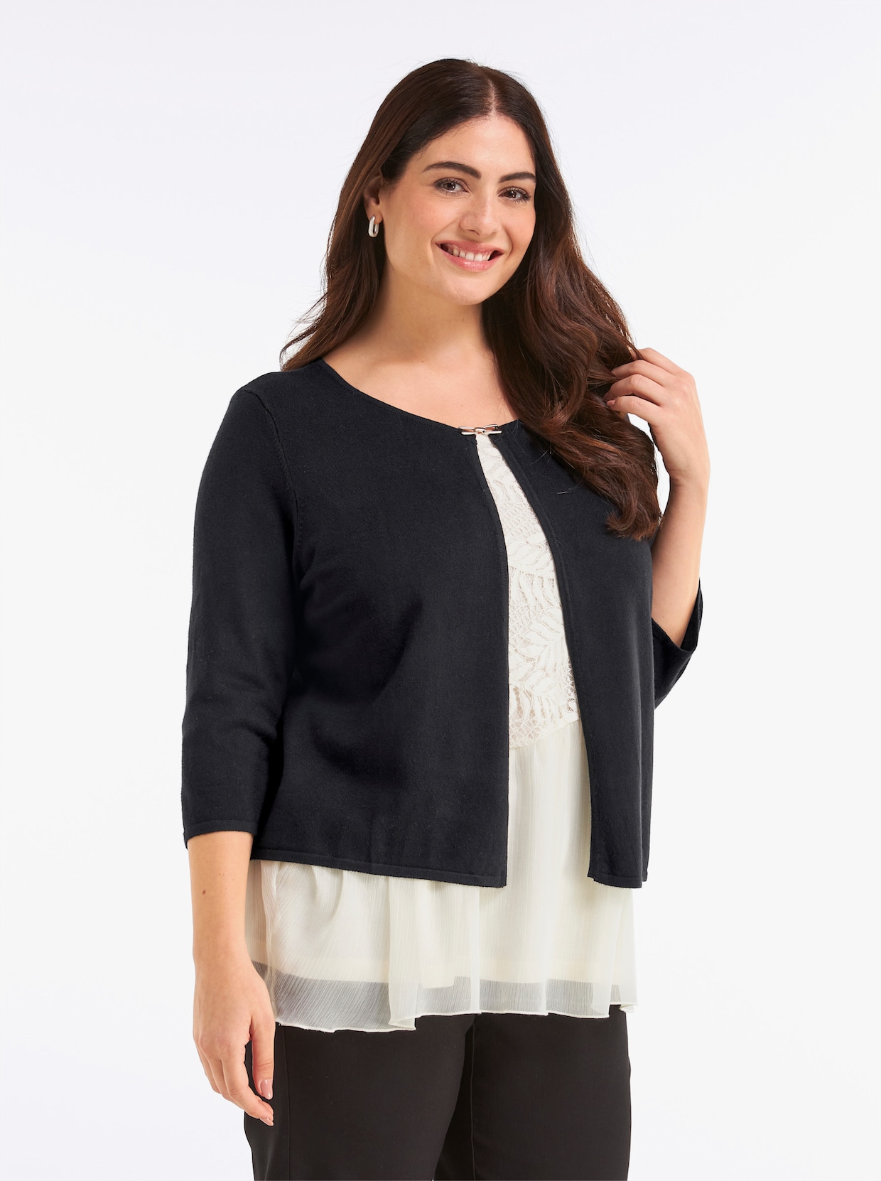 Bolero mit Zierspange - schwarz