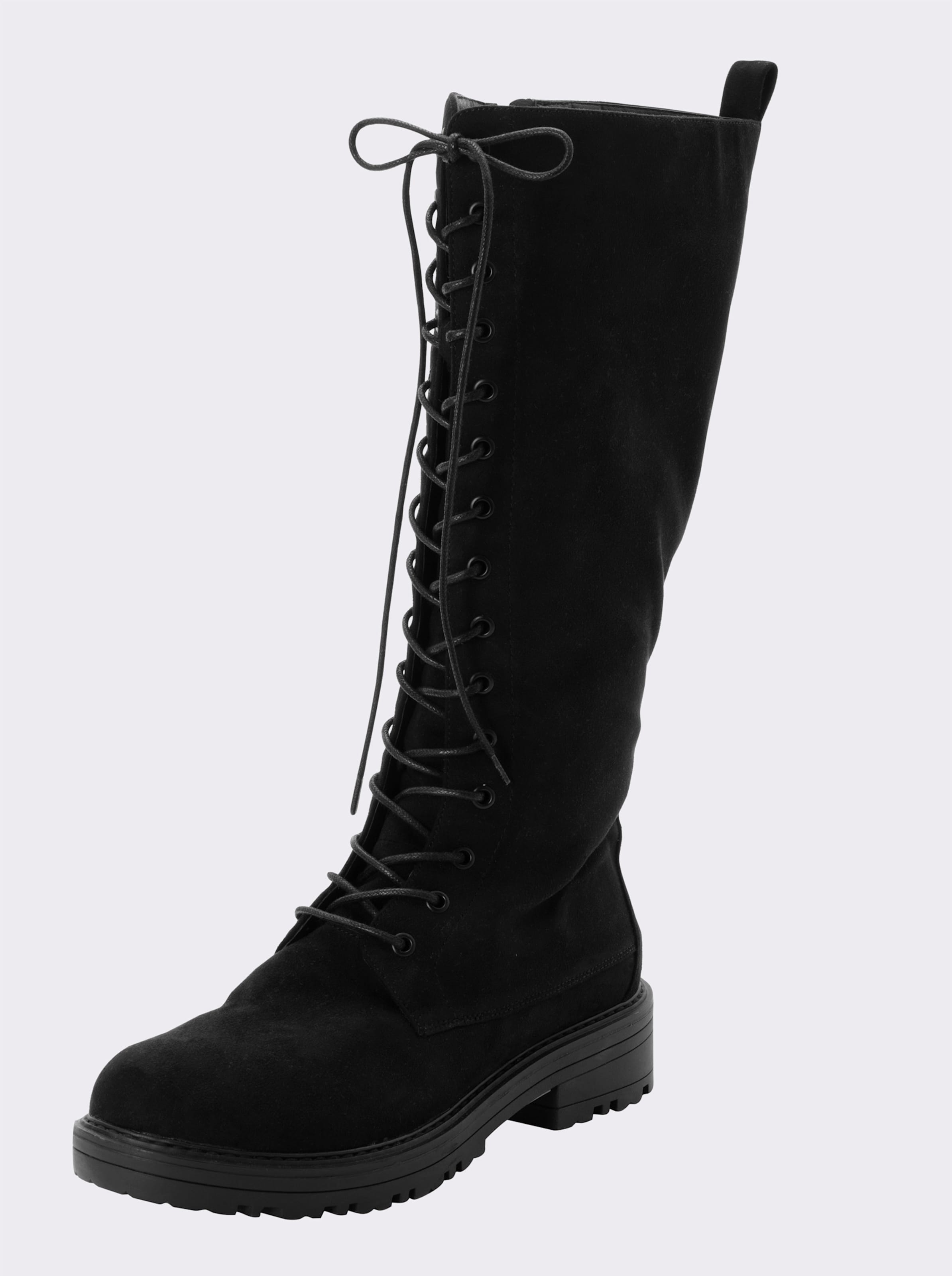 Schnürstiefel in Wildleder-Optik