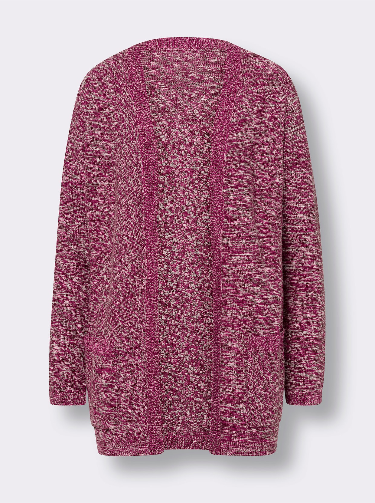 Lang gebreid vest - bordeaux/ecru gemêleerd