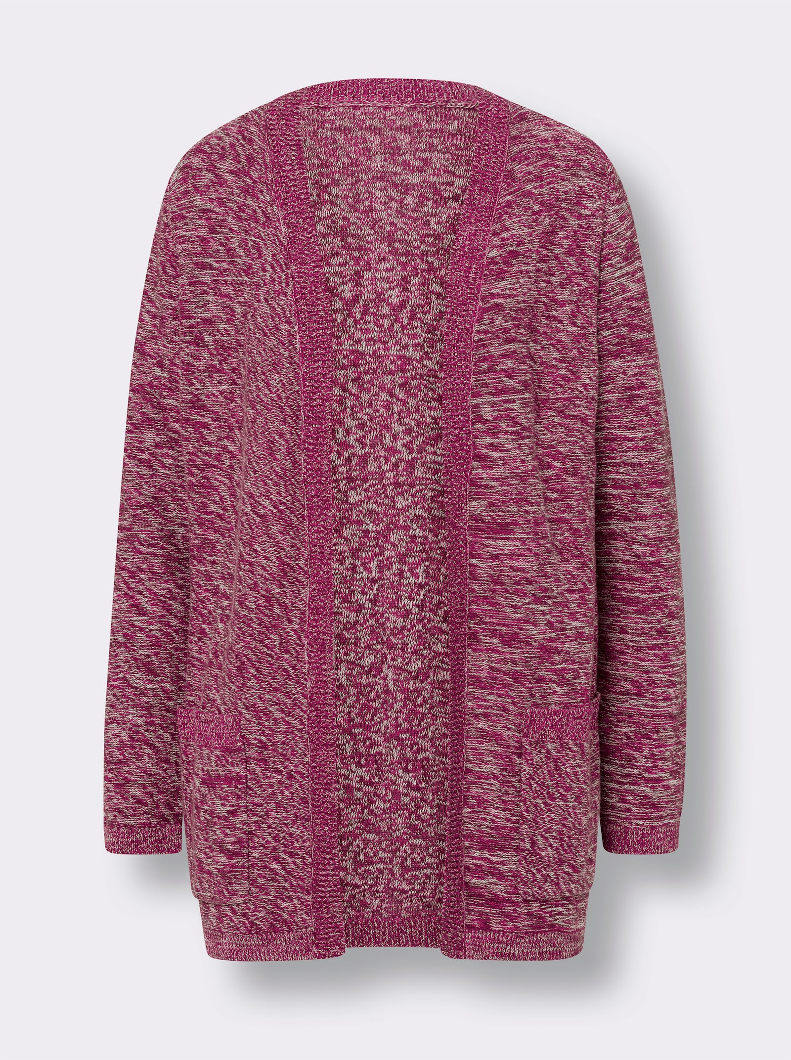 Longstrickjacke in offener Form - bordeaux-ecru-meliert