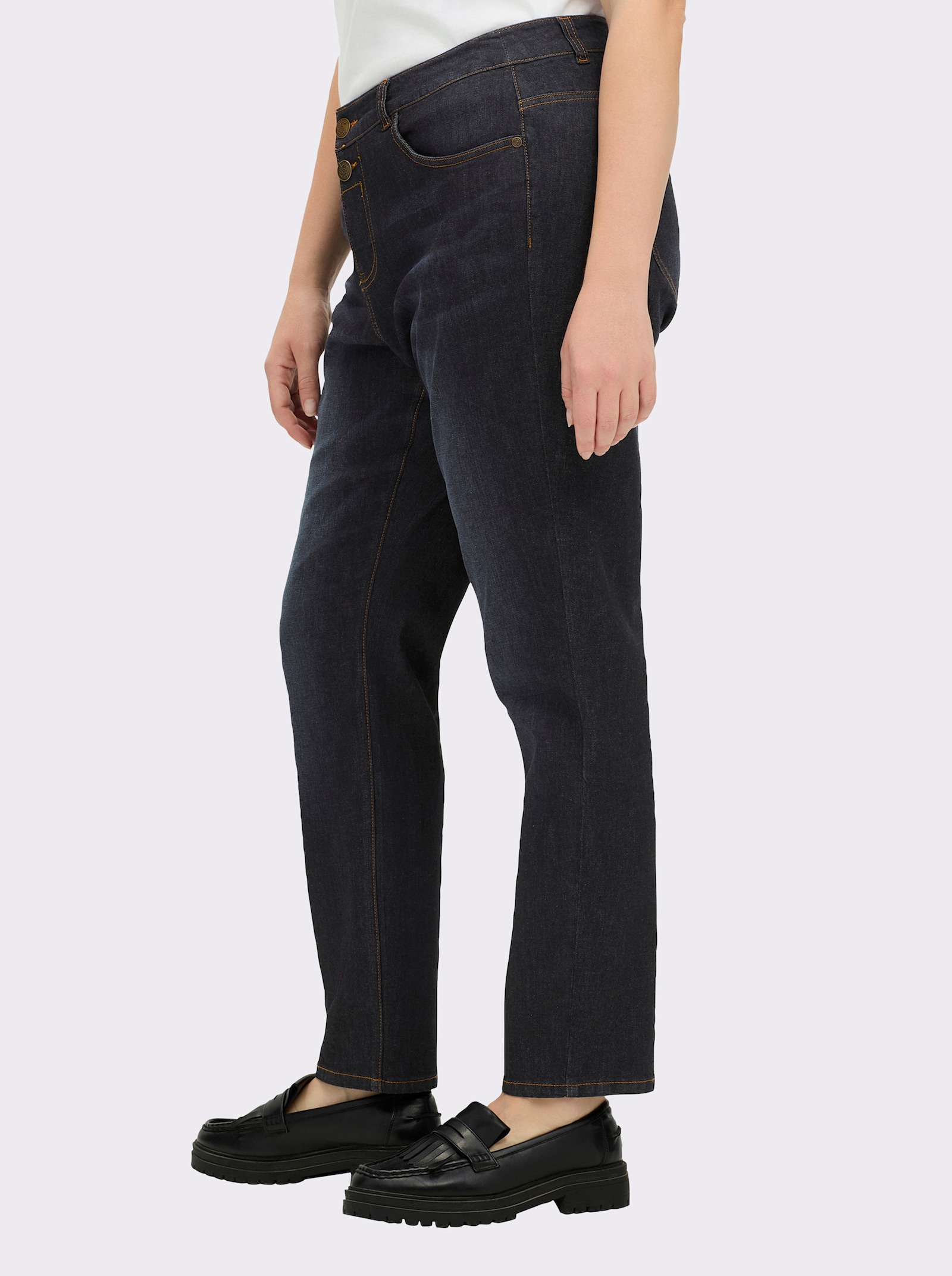 sheego Boyfriend-jeans met extra wijde bovenbenen - dark-blue