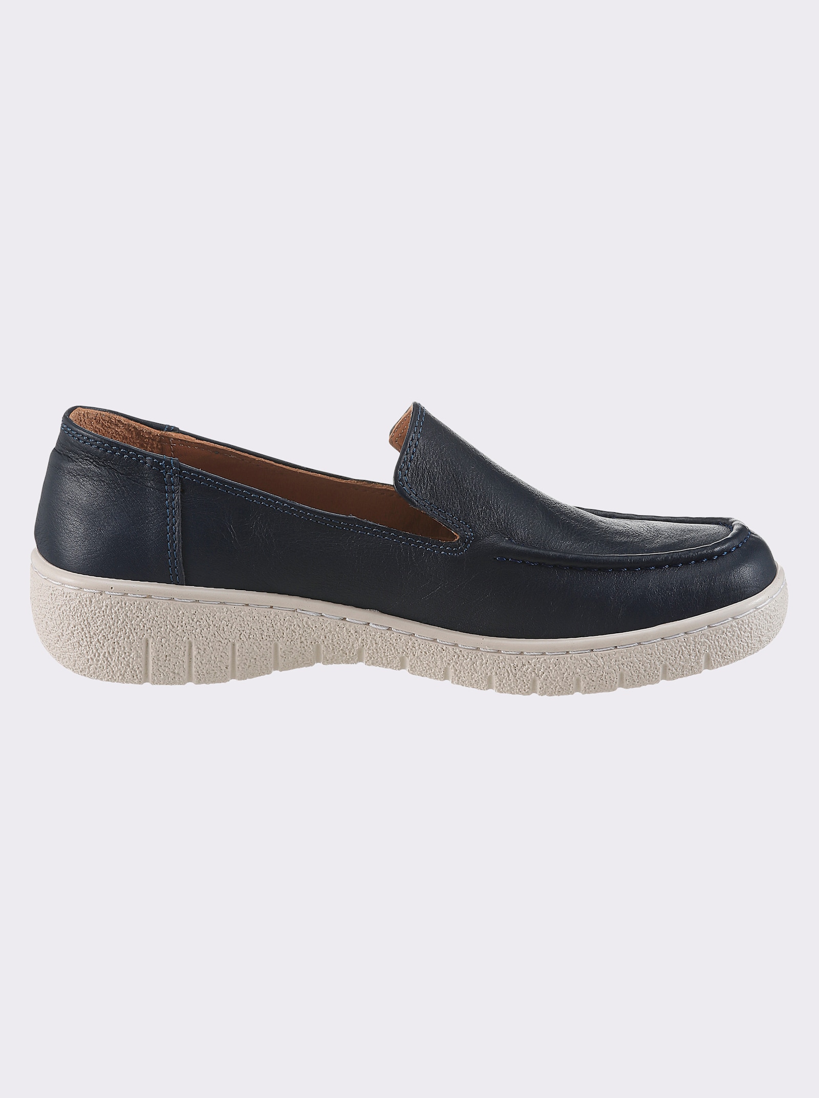 Loretta Slipper aus Leder, weich gepolstert - jeansblau