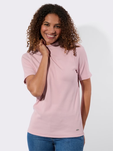 Stehkragenshirt in Baumwoll-Qualität - rosé