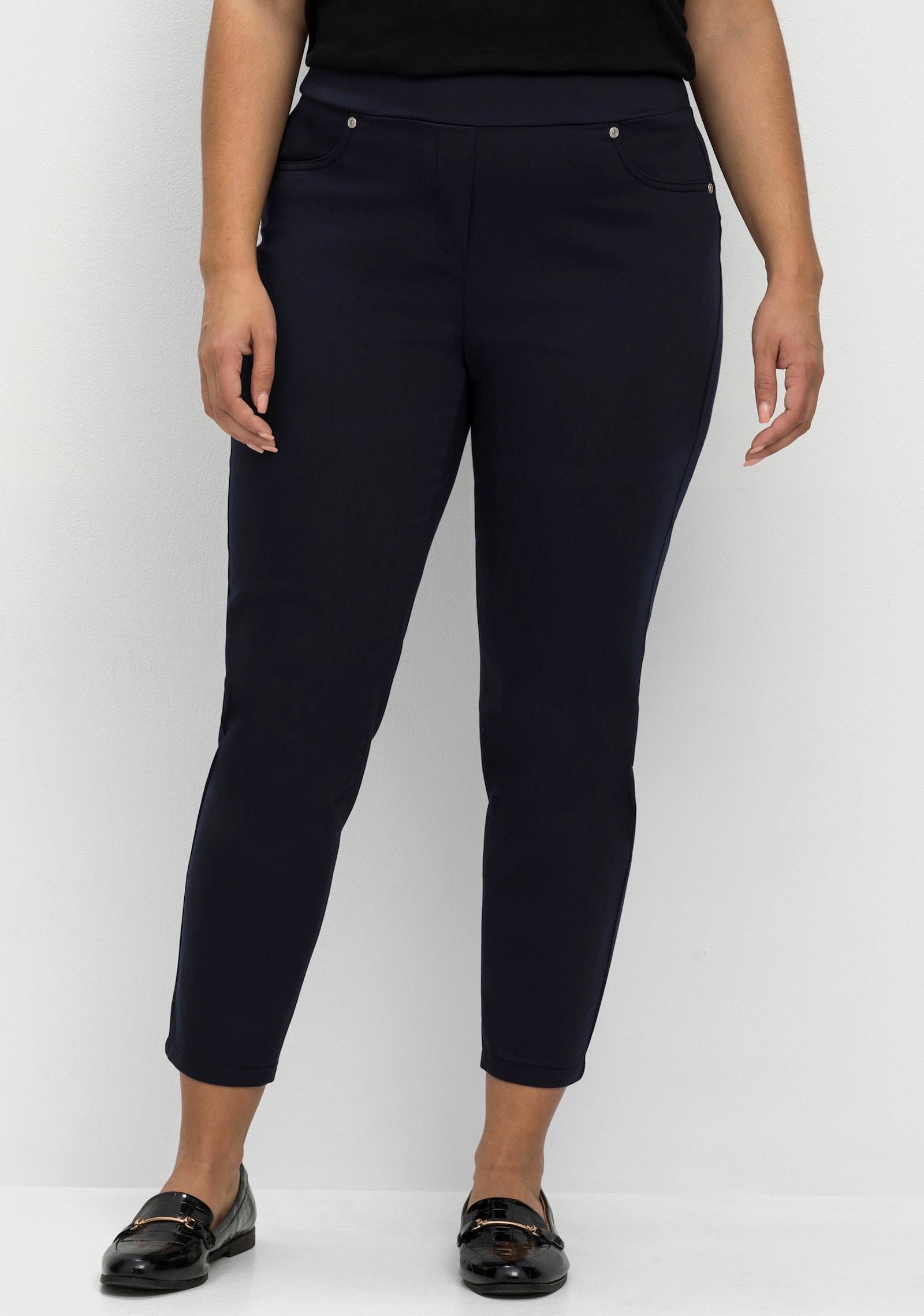 sheego 7/8-Hose mit Schlupfbund, schmale Form - nachtblau