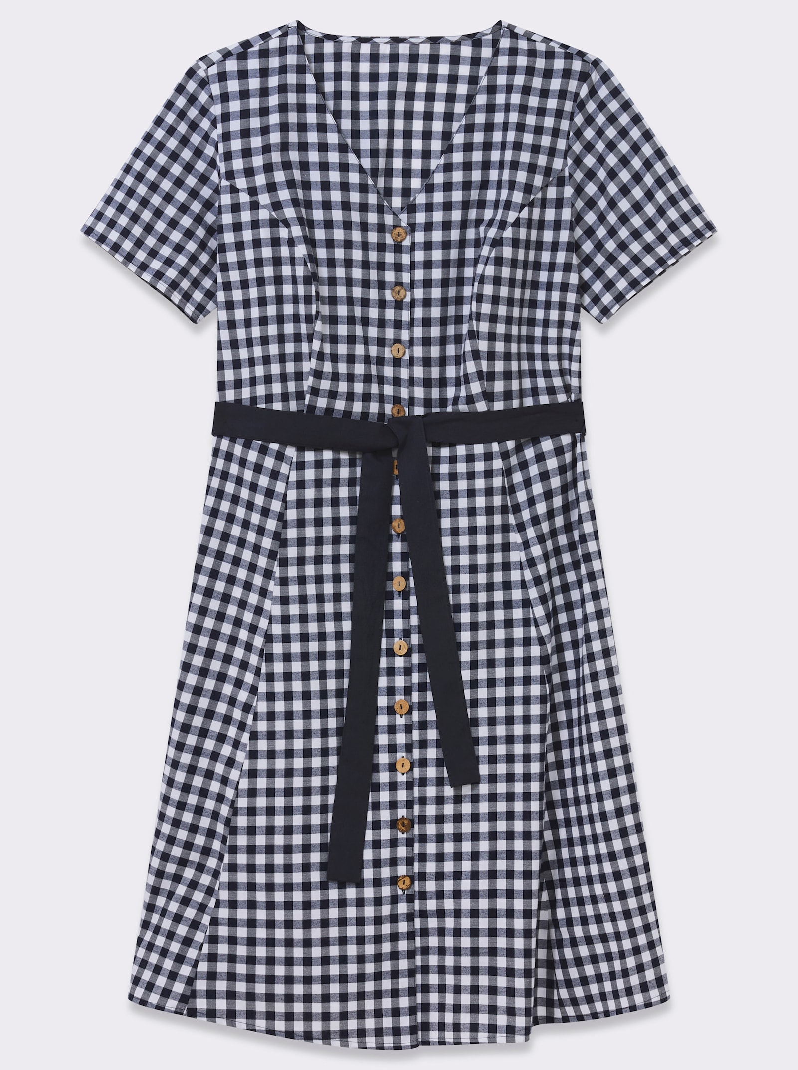  Trachtenkleid mit Bindegürtel - marine-weiß-kariert