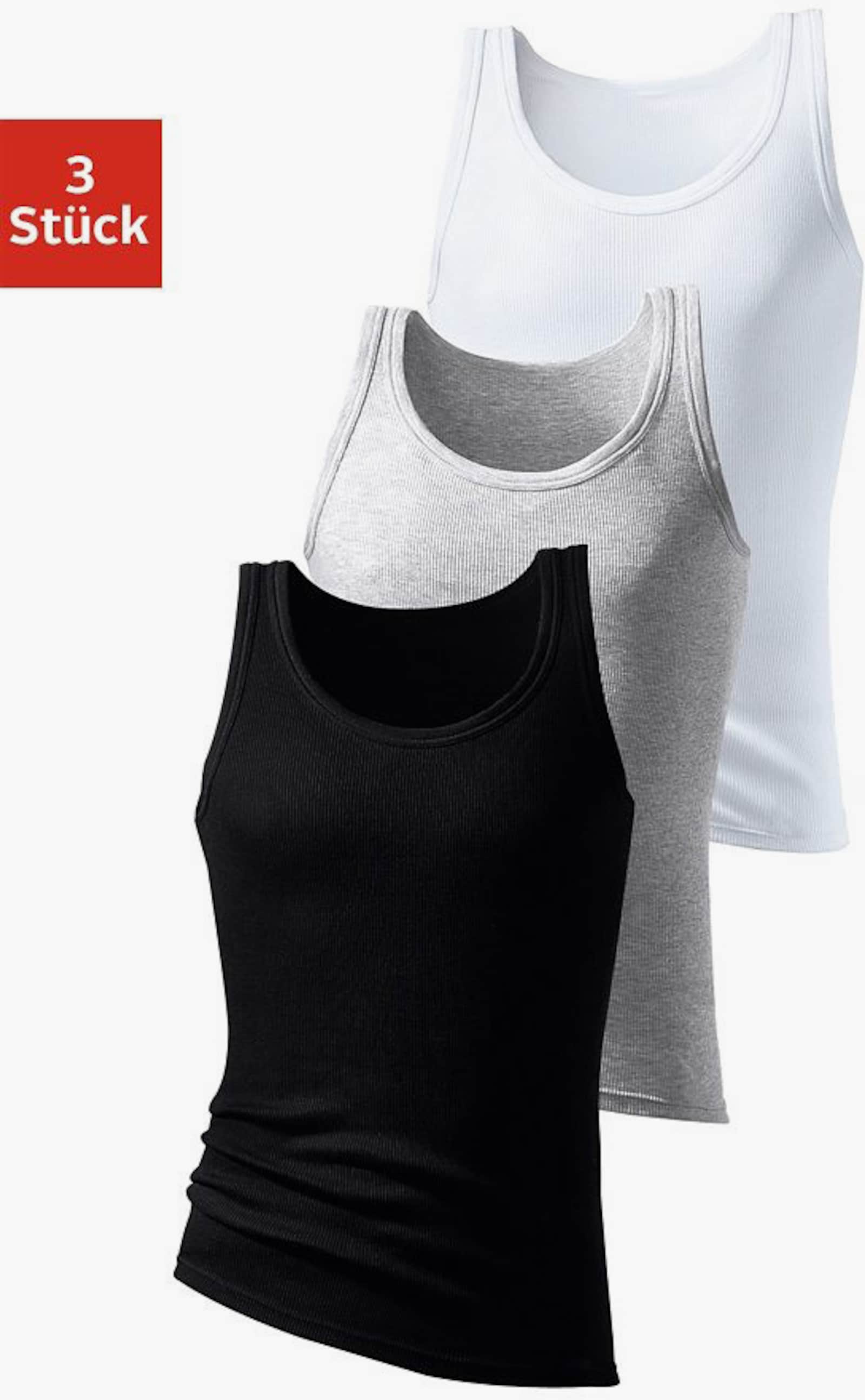 H.I.S Tanktop - grau-meliert, schwarz, weiß