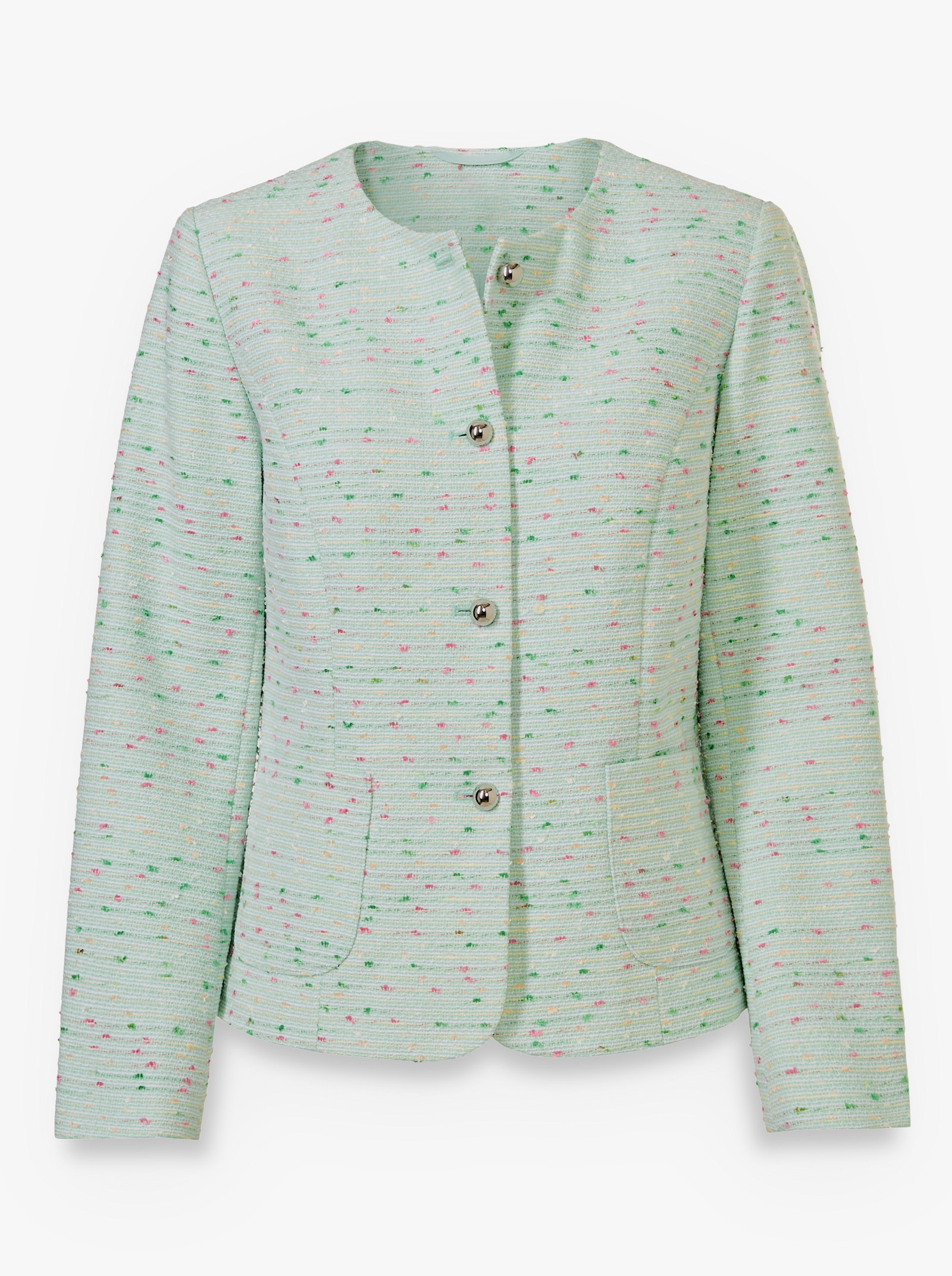 Bouclé-Blazer mit aufgesetzten Taschen - kalkmint-meliert