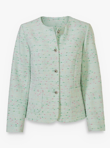Bouclé-Blazer mit aufgesetzten Taschen - kalkmint-meliert