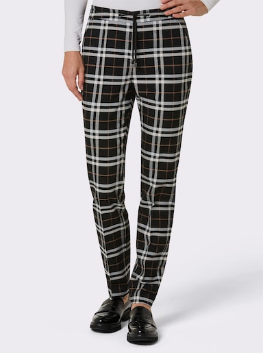 CREATION L PREMIUM Karohose Mit Webkaro-Dessin - schwarz-cognac-kariert