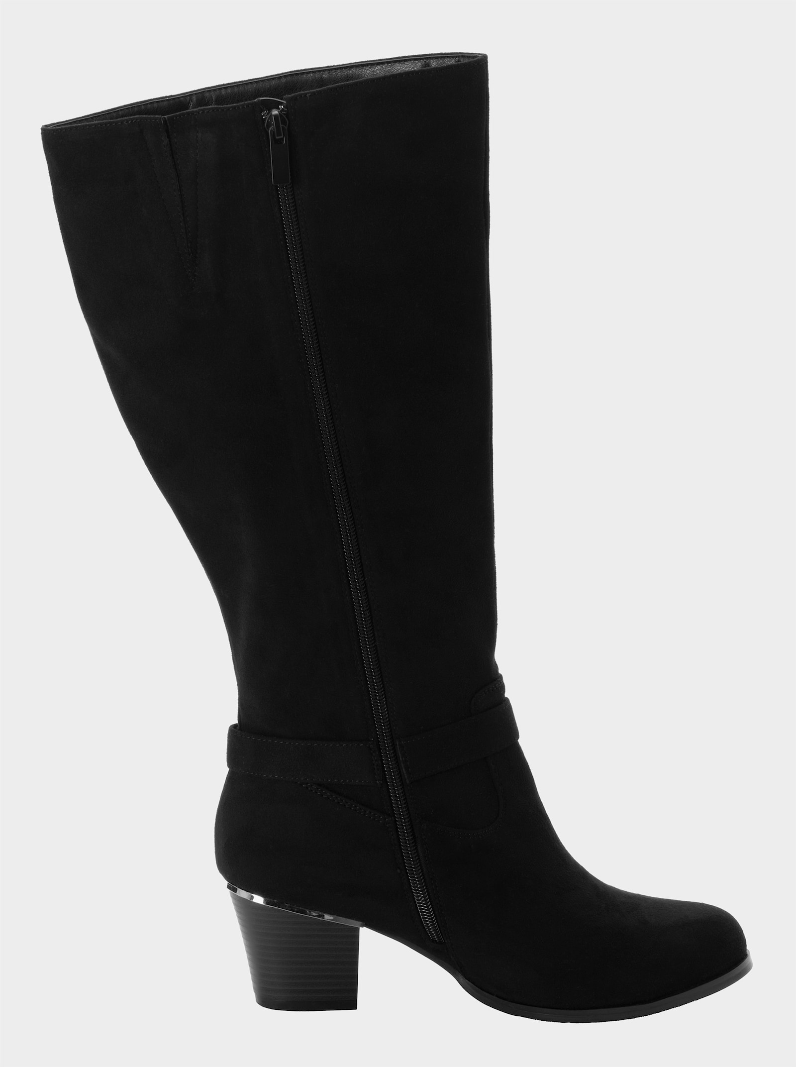 sheego Wijde laars in wildleerlook - zwart