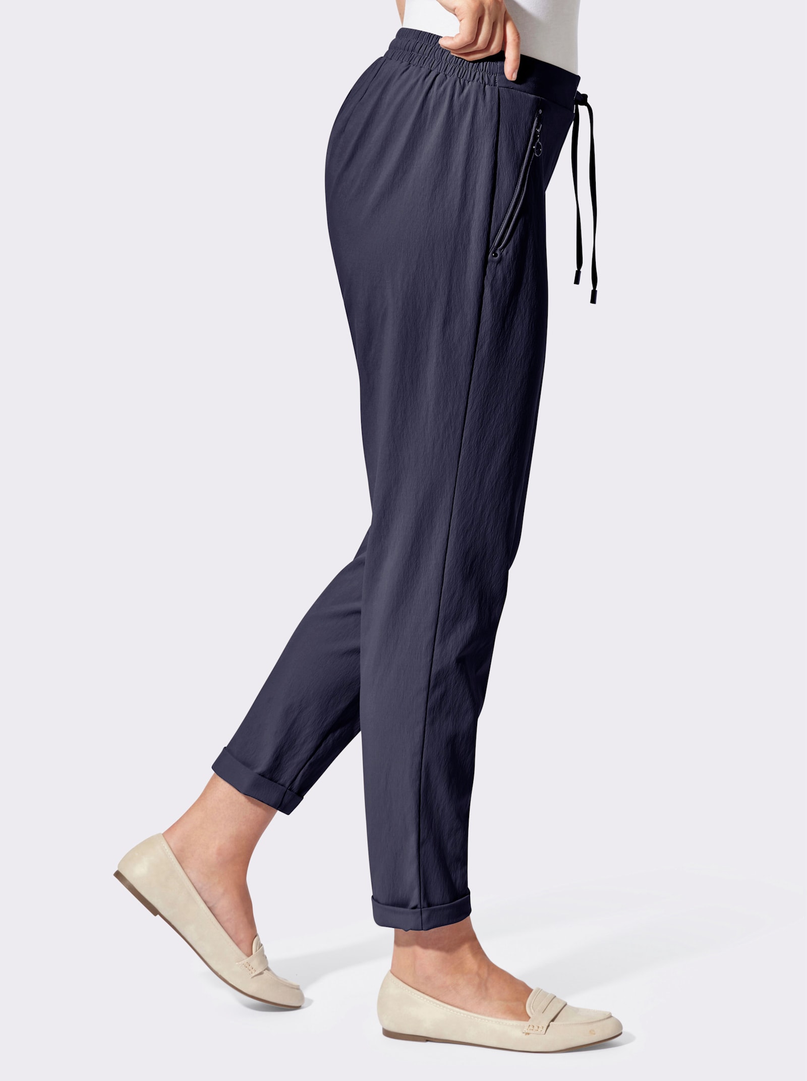 Schlupfhose mit silberfarbigen Details - marine