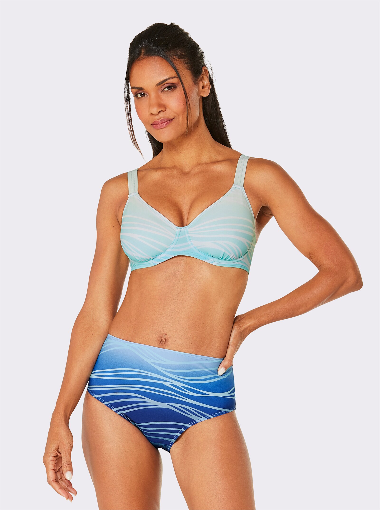 feel good Bikini met kleurverloop - aqua/middenblauw bedrukt