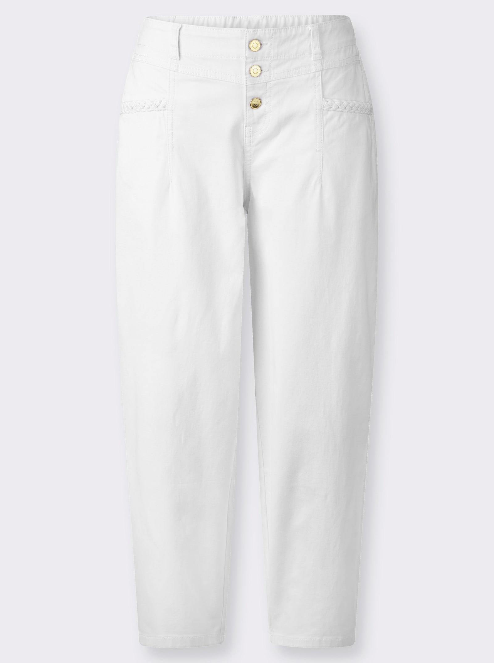 Gerade Jeans mit verzierten Taschen - weiß