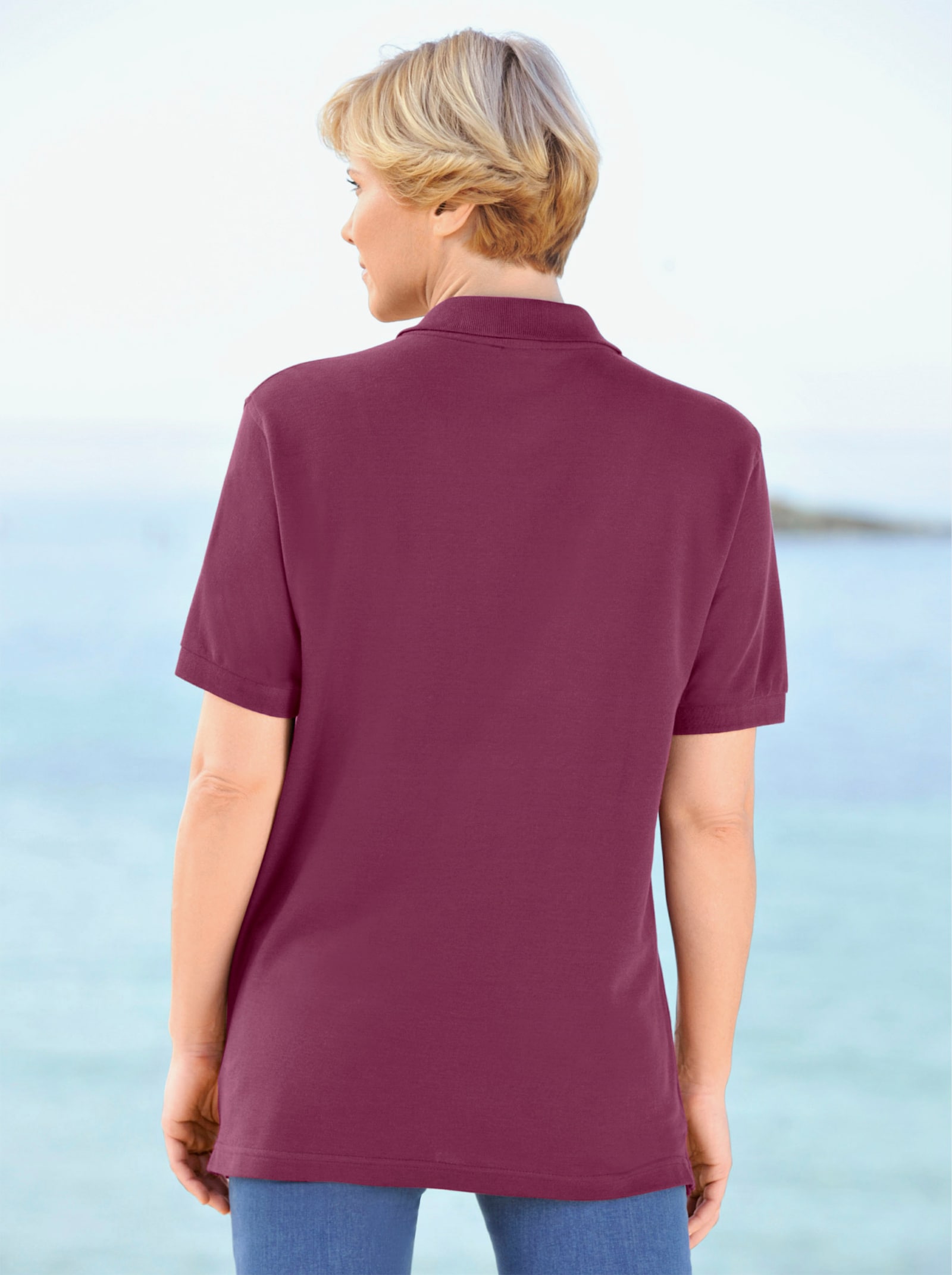Fruit of the Loom Poloshirt mit kurzer Knopfleiste - weinrot
