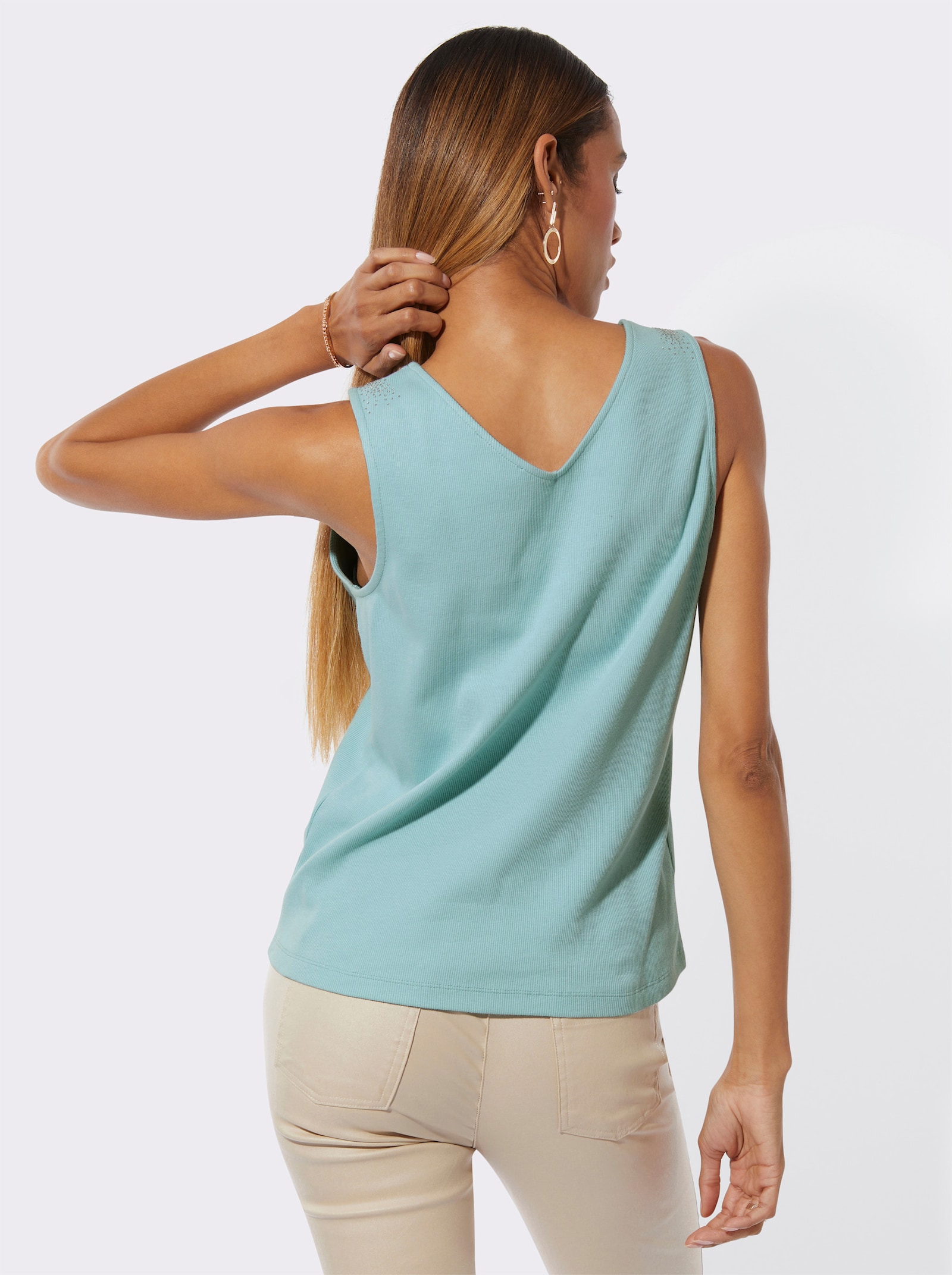 Shirttop met brede bandjes - mint