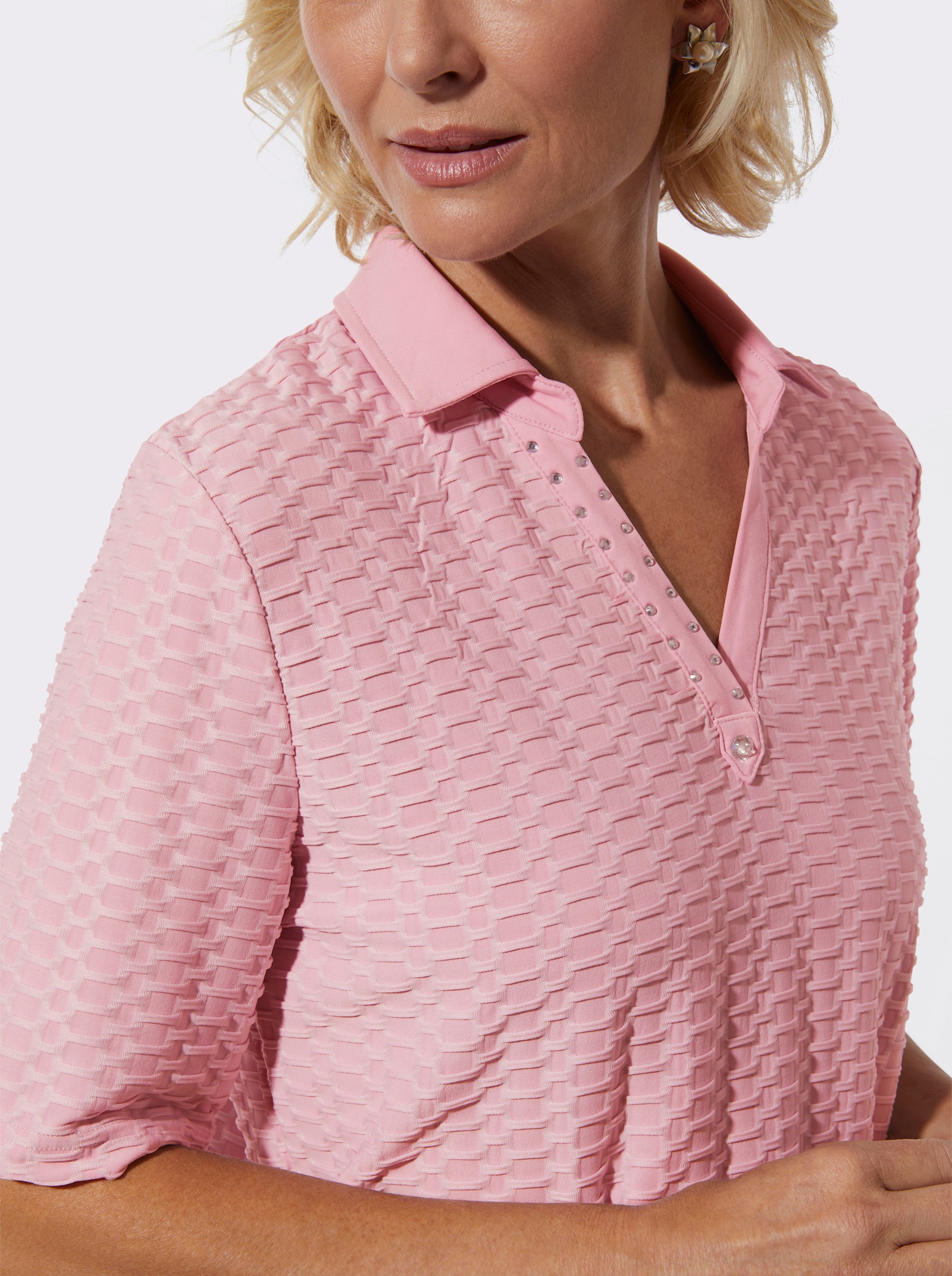 Poloshirt in Struktur-Qualität - rosé
