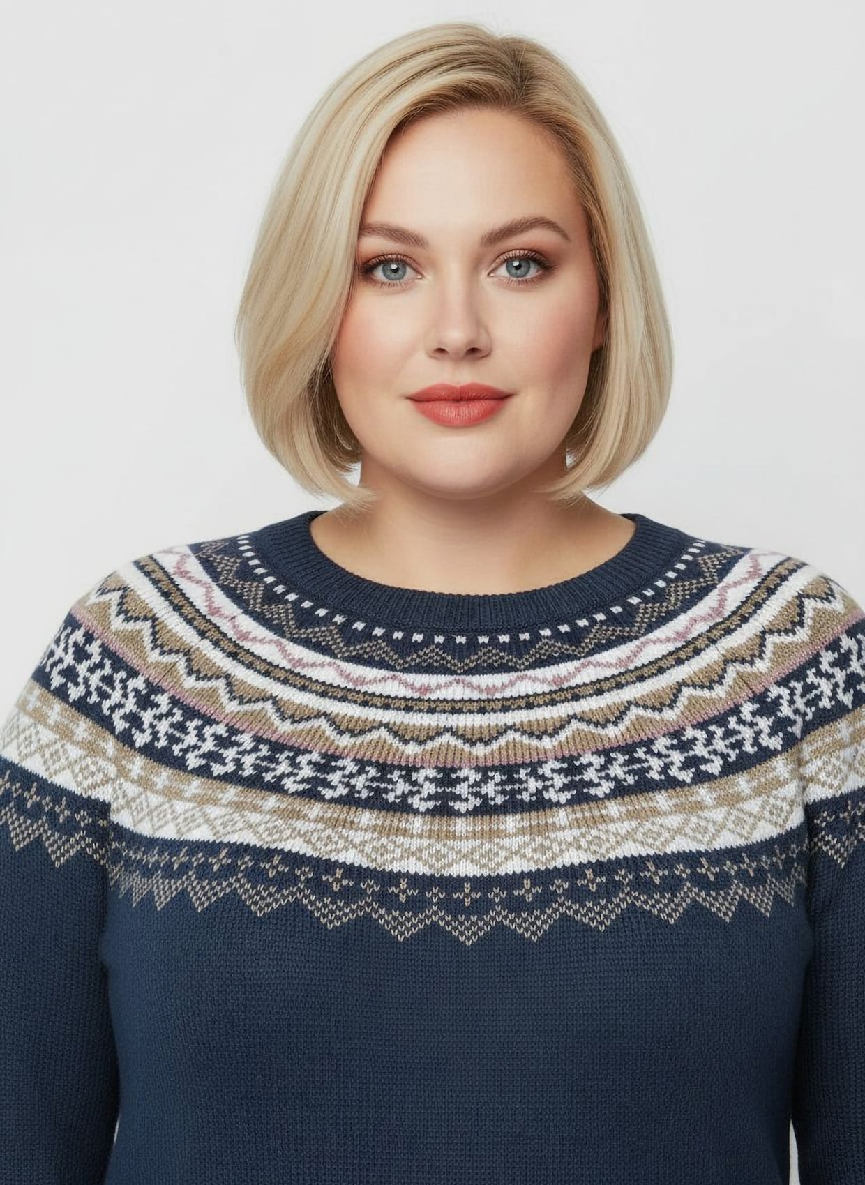 Norwegerpullover mit Raglan-Ärmeln - marine-ecru-gemustert