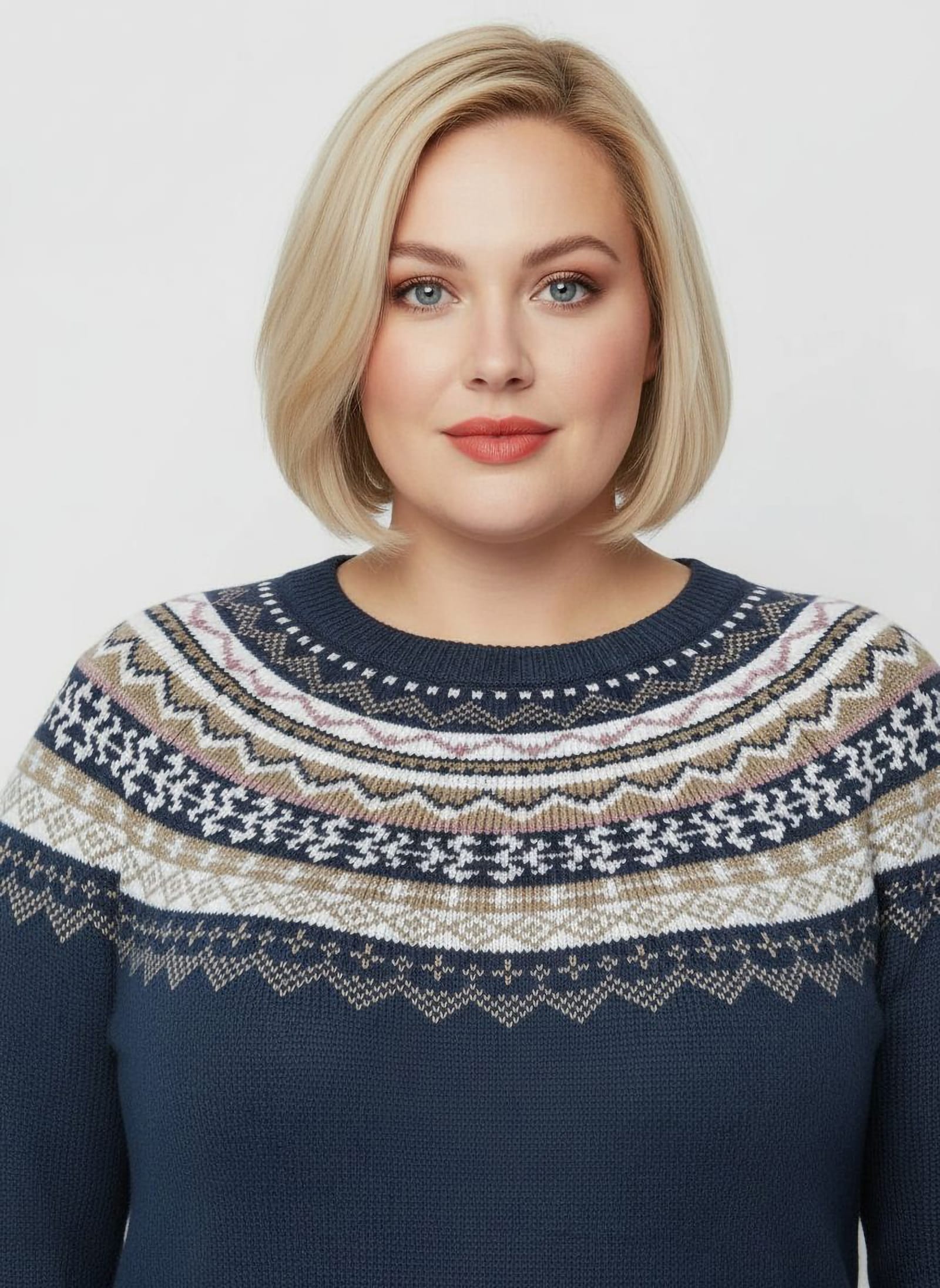 Norwegerpullover mit Raglan-Ärmeln - marine-ecru-gemustert