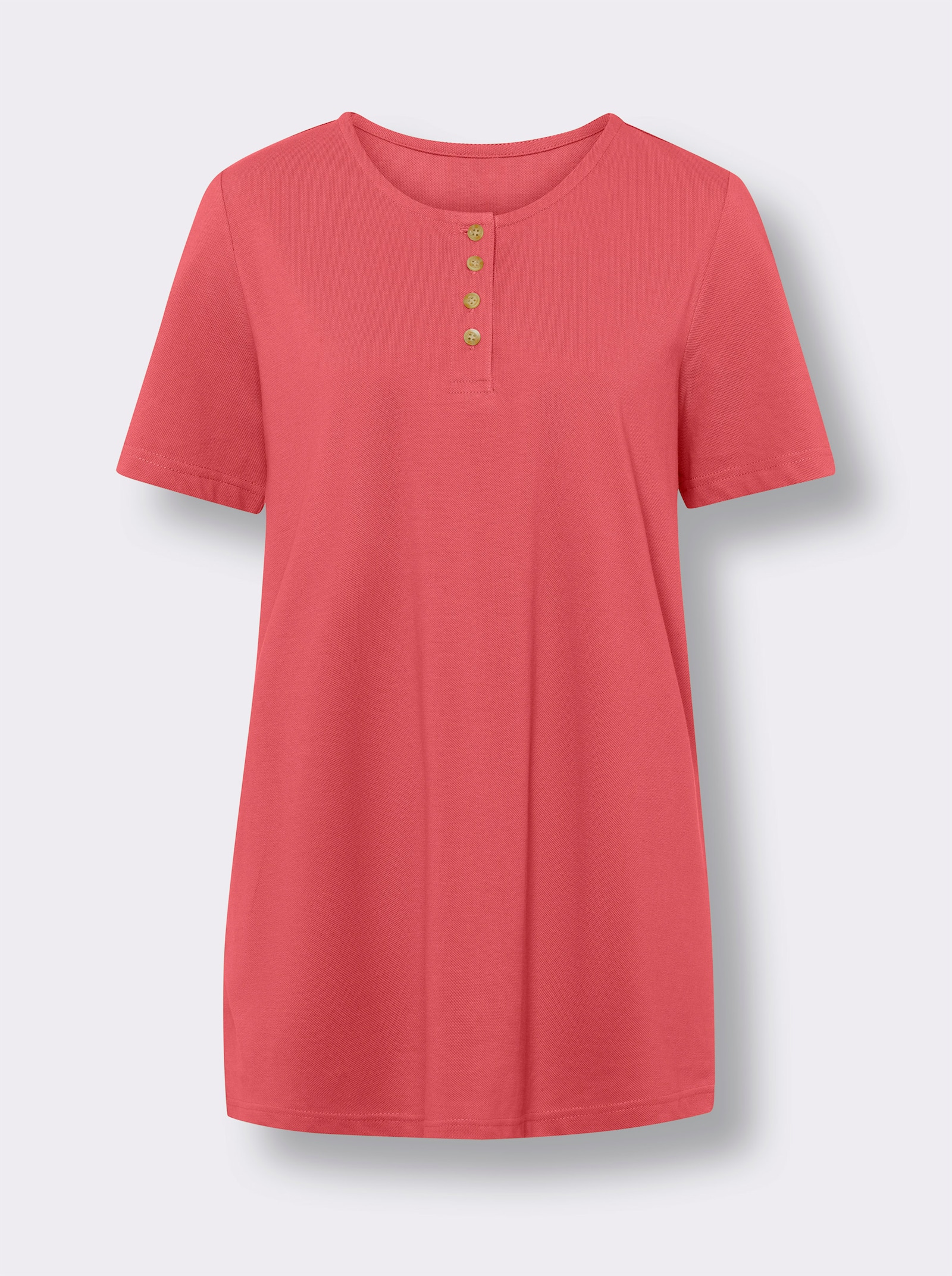 Lang shirt in lichte A-lijn - grapefruit