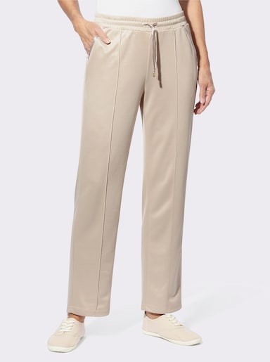 Jerseyhose mit Satin-Details - sand