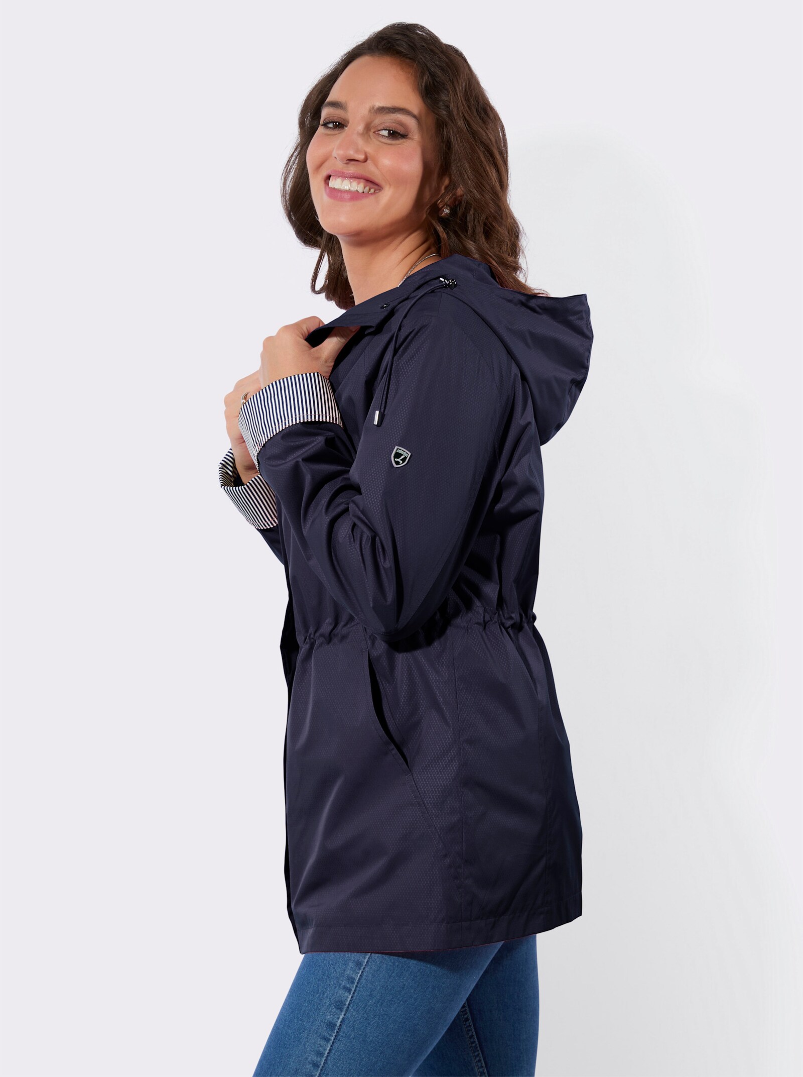 Übergangsjacke mit Streifen-Details - marine