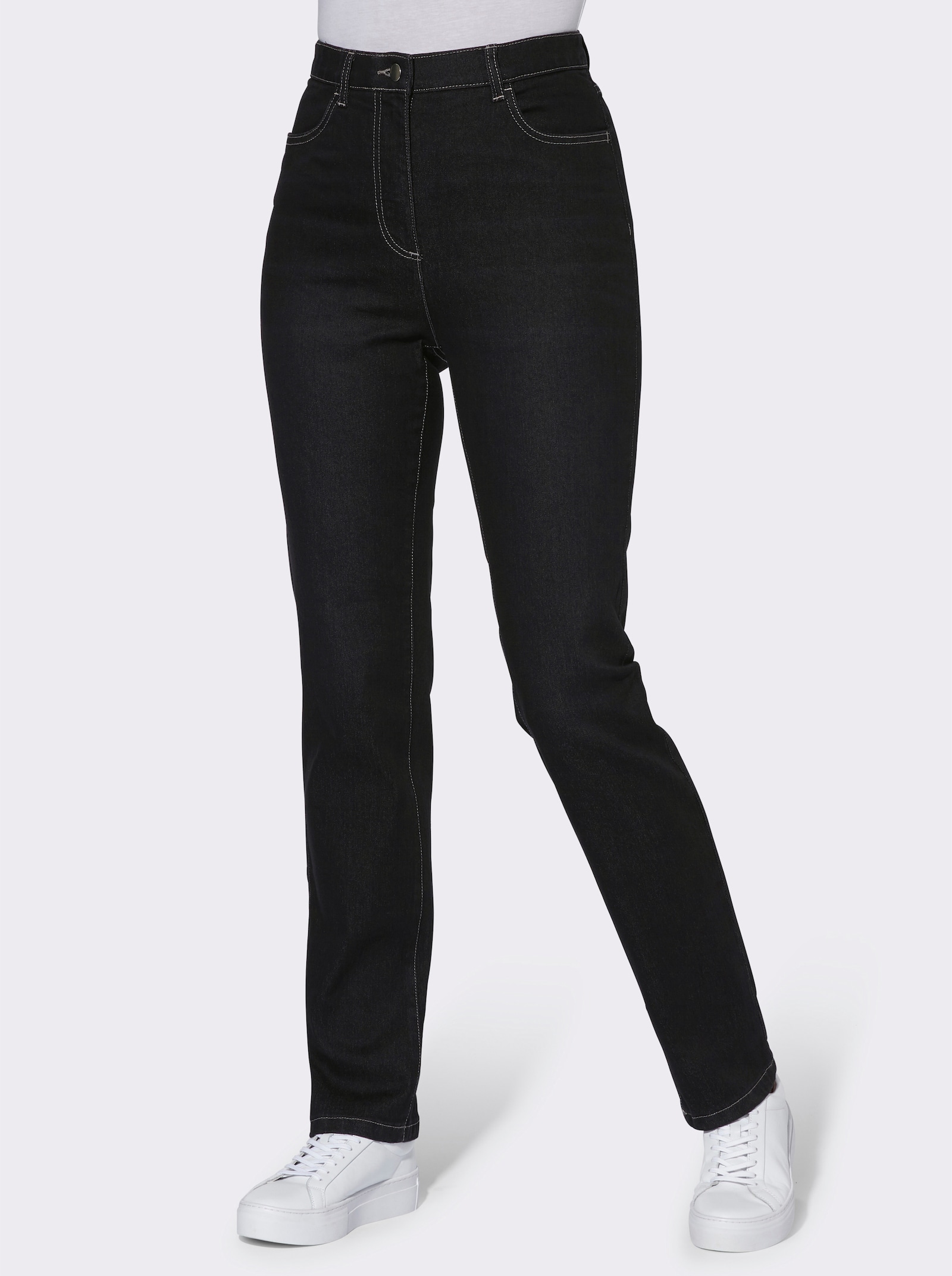 High waist jeans met comfortband aan de binnenzijde - black denim