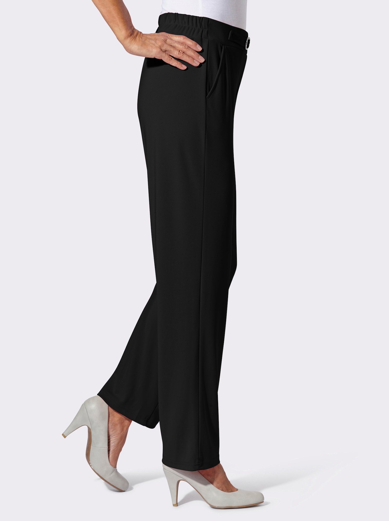 Schlupfhose mit Zierschnalle - schwarz