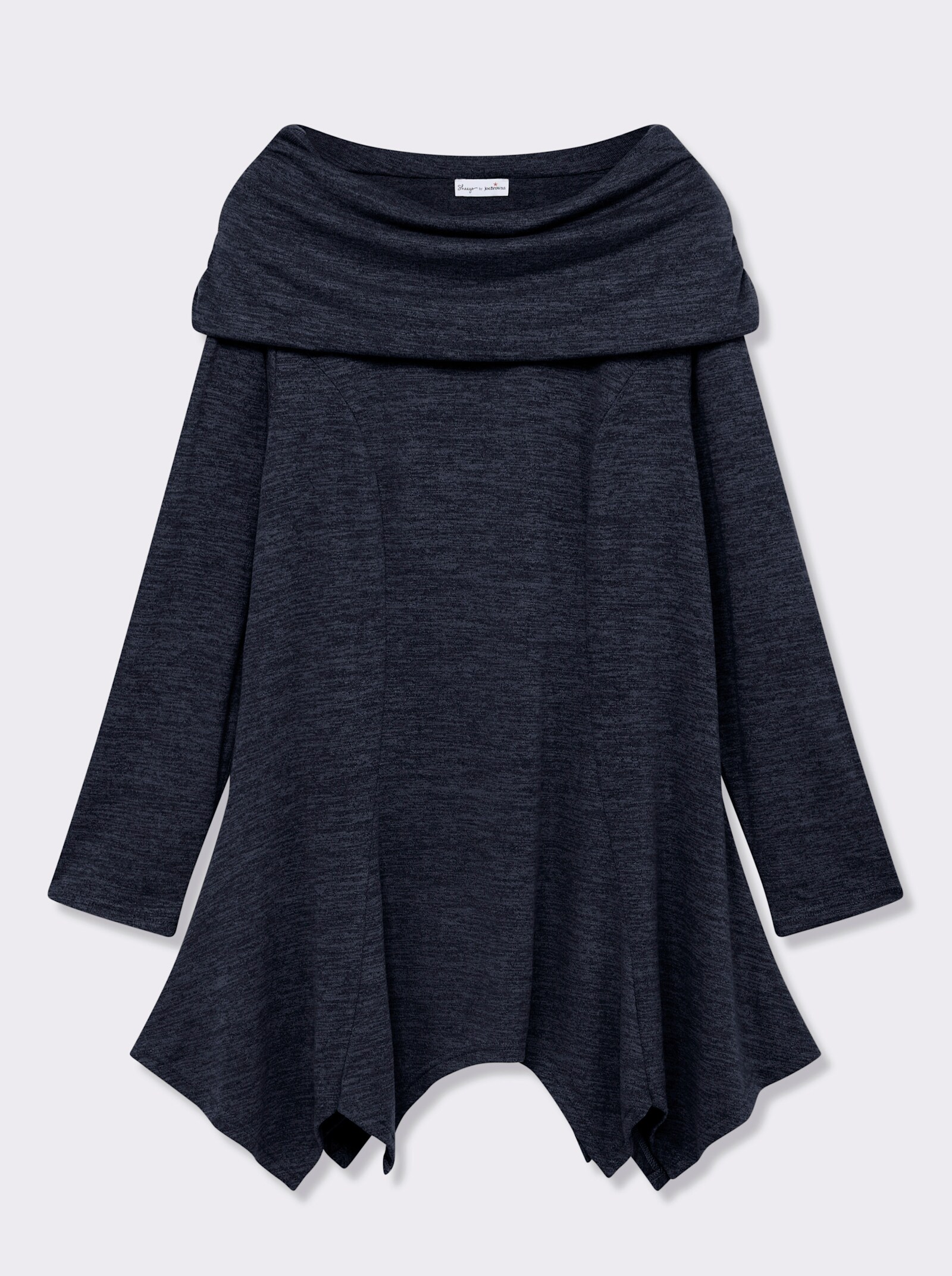 sheego by Joe Browns Longsweatshirt im Strick-Look - marine-jeansblau-meliert