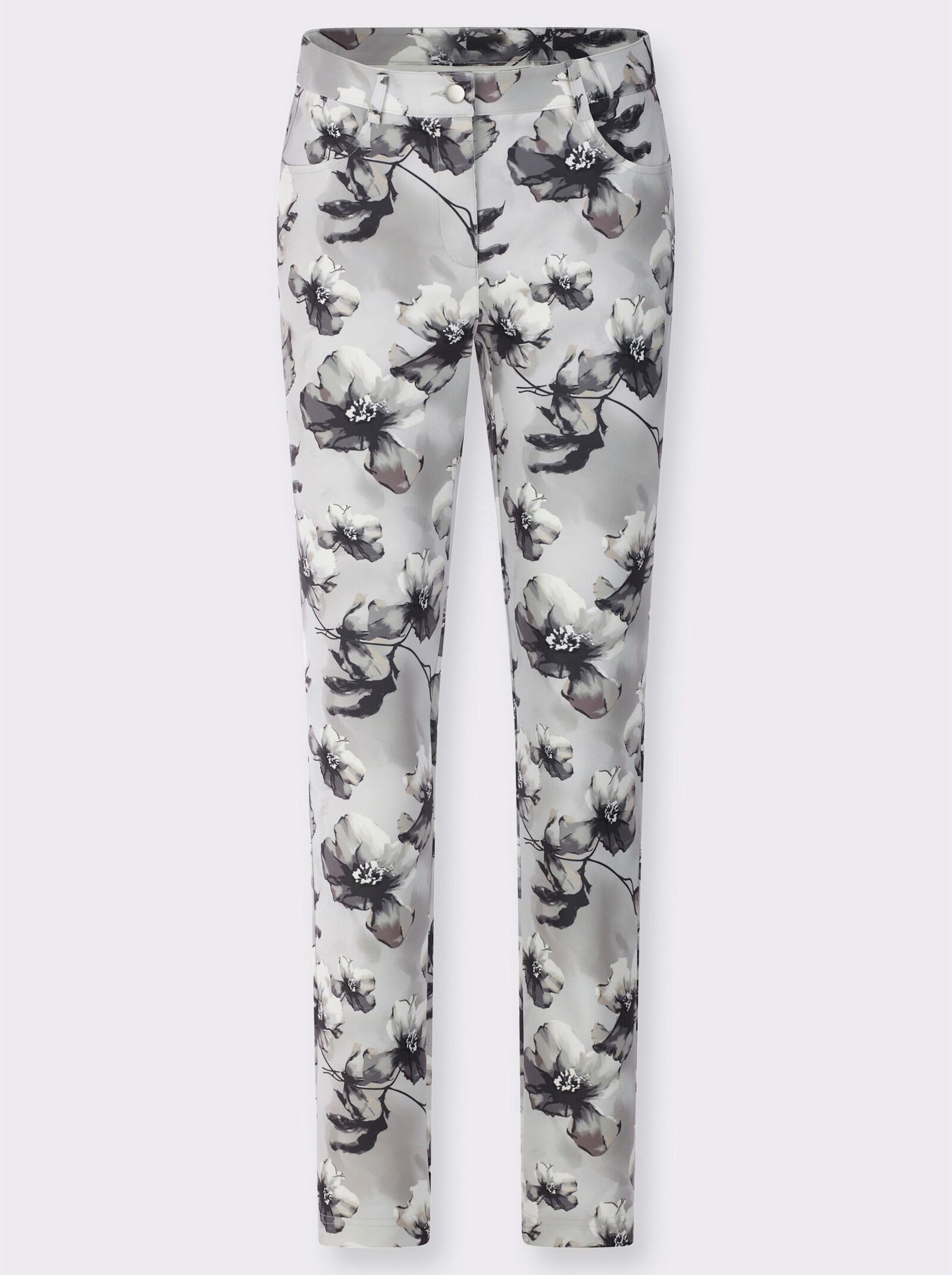 Druckhose mit Stretch-Anteil - hellgrau-graphit-bedruckt
