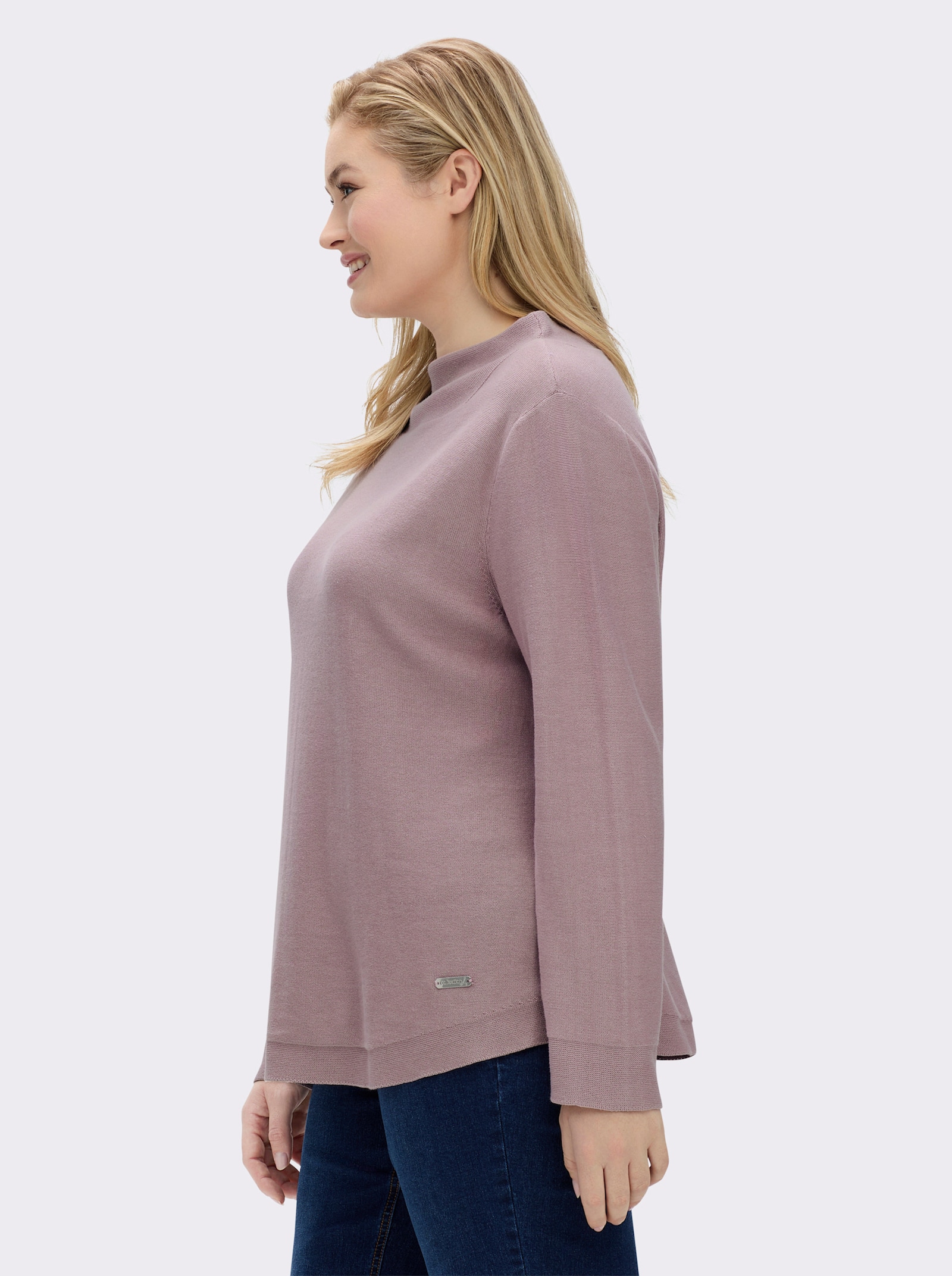 Langarm-Pullover aus reiner Baumwolle - mauve