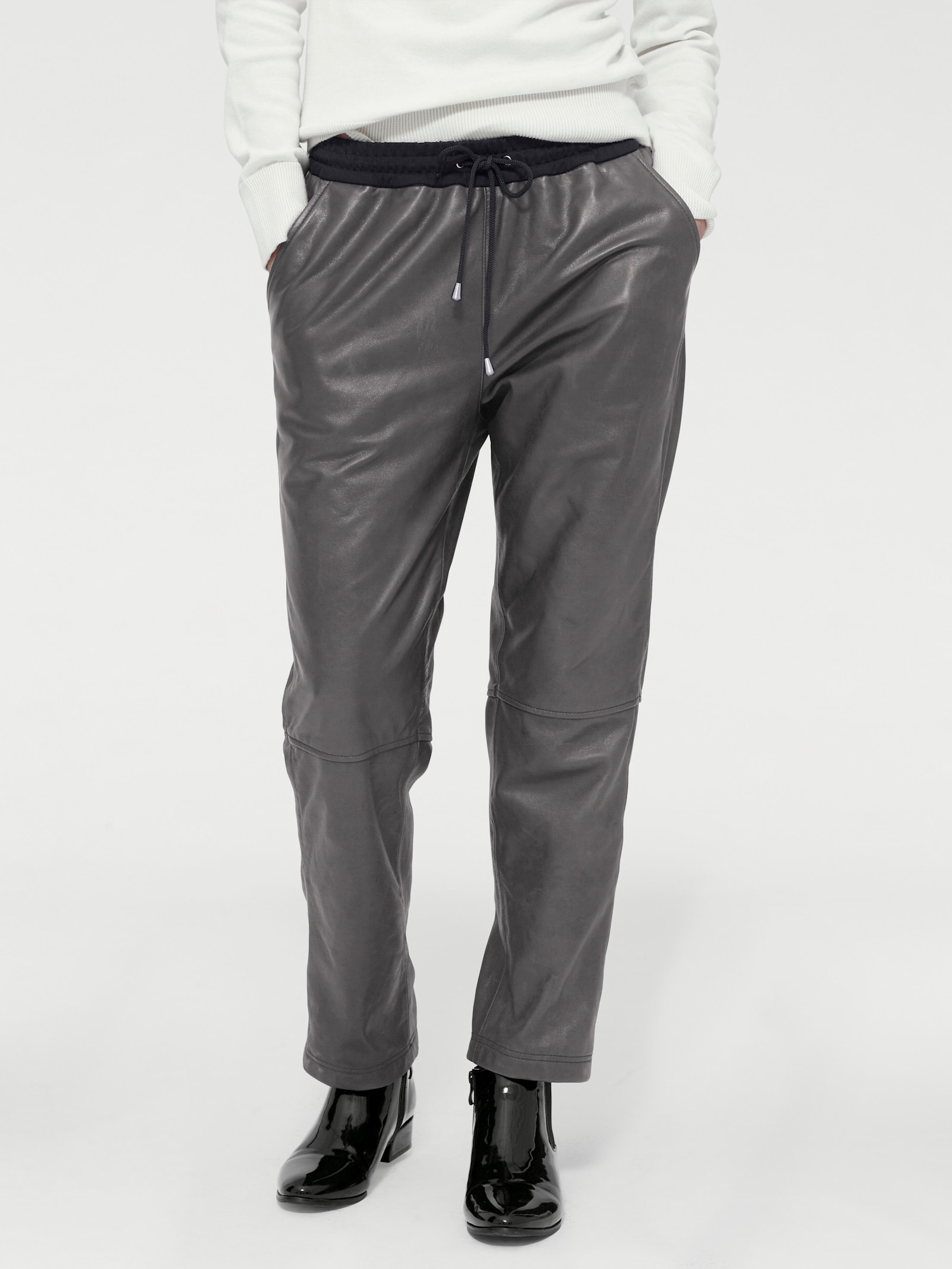 heine Pantalon de jogging en cuir - gris